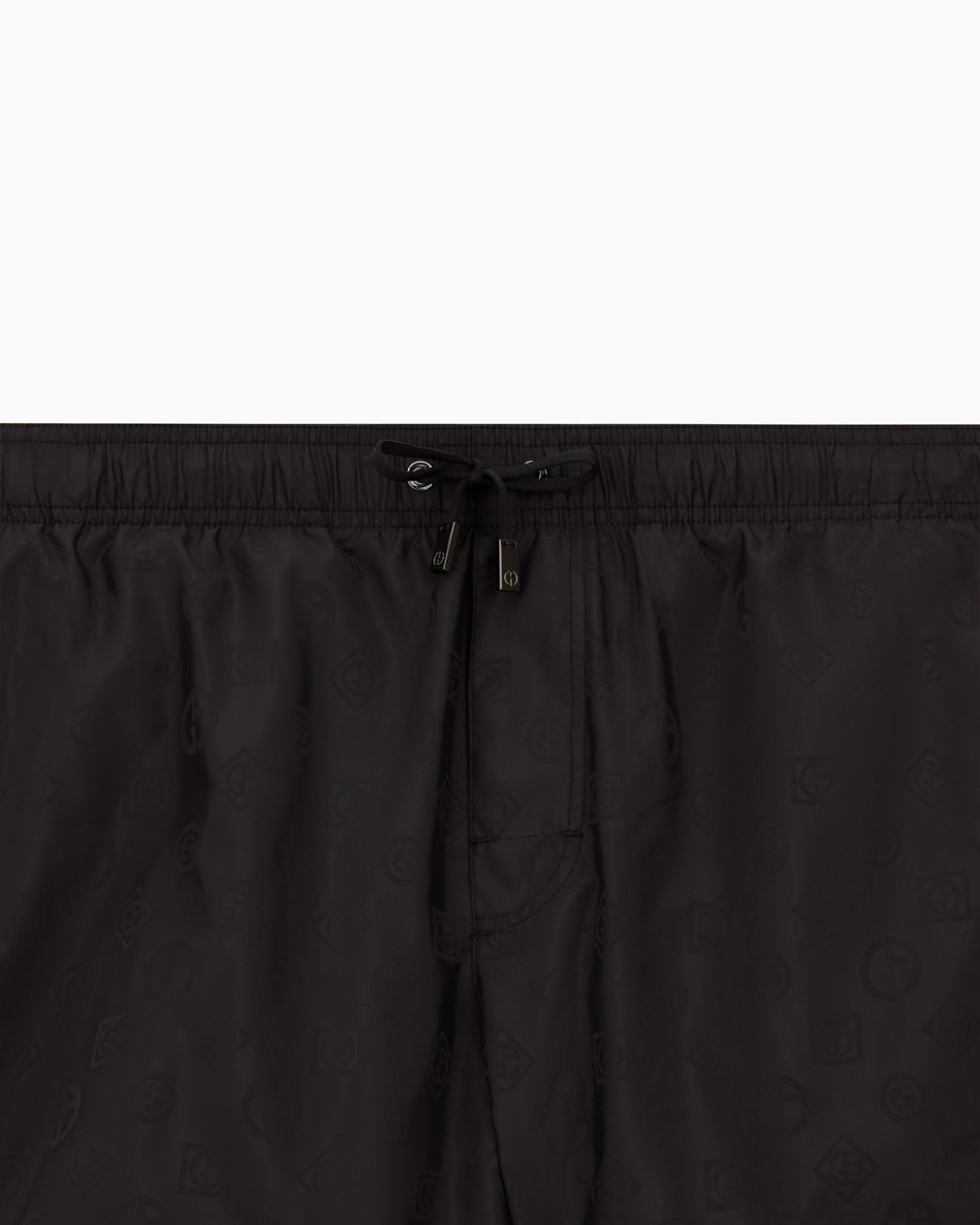Giorgio Armani Black Monogram Swim Trunks for men