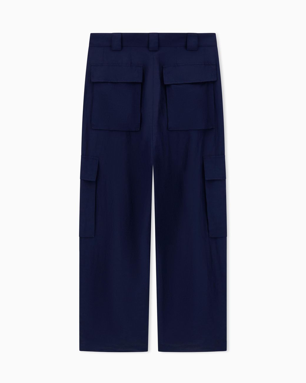 Giorgio Armani Blue Viscose And Linen Canvas Cargo Trousers for men