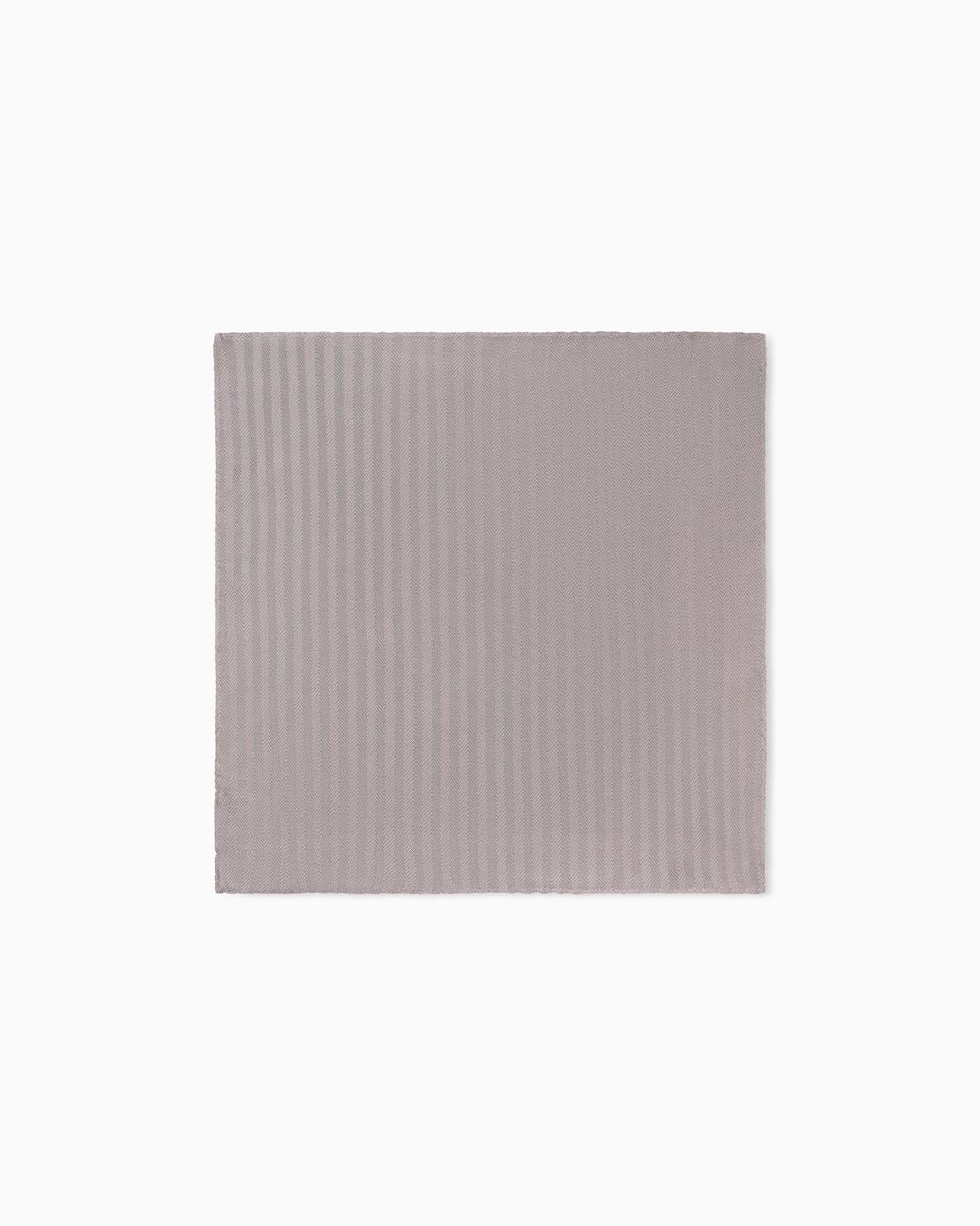 Giorgio Armani Gray Viscose And Silk Jacquard Pocket Square With Chevron Pattern for men