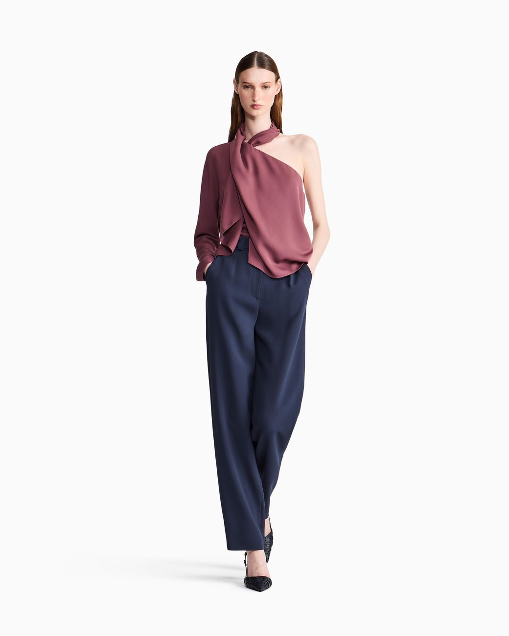 Giorgio Armani Purple One-Shoulder Shirt