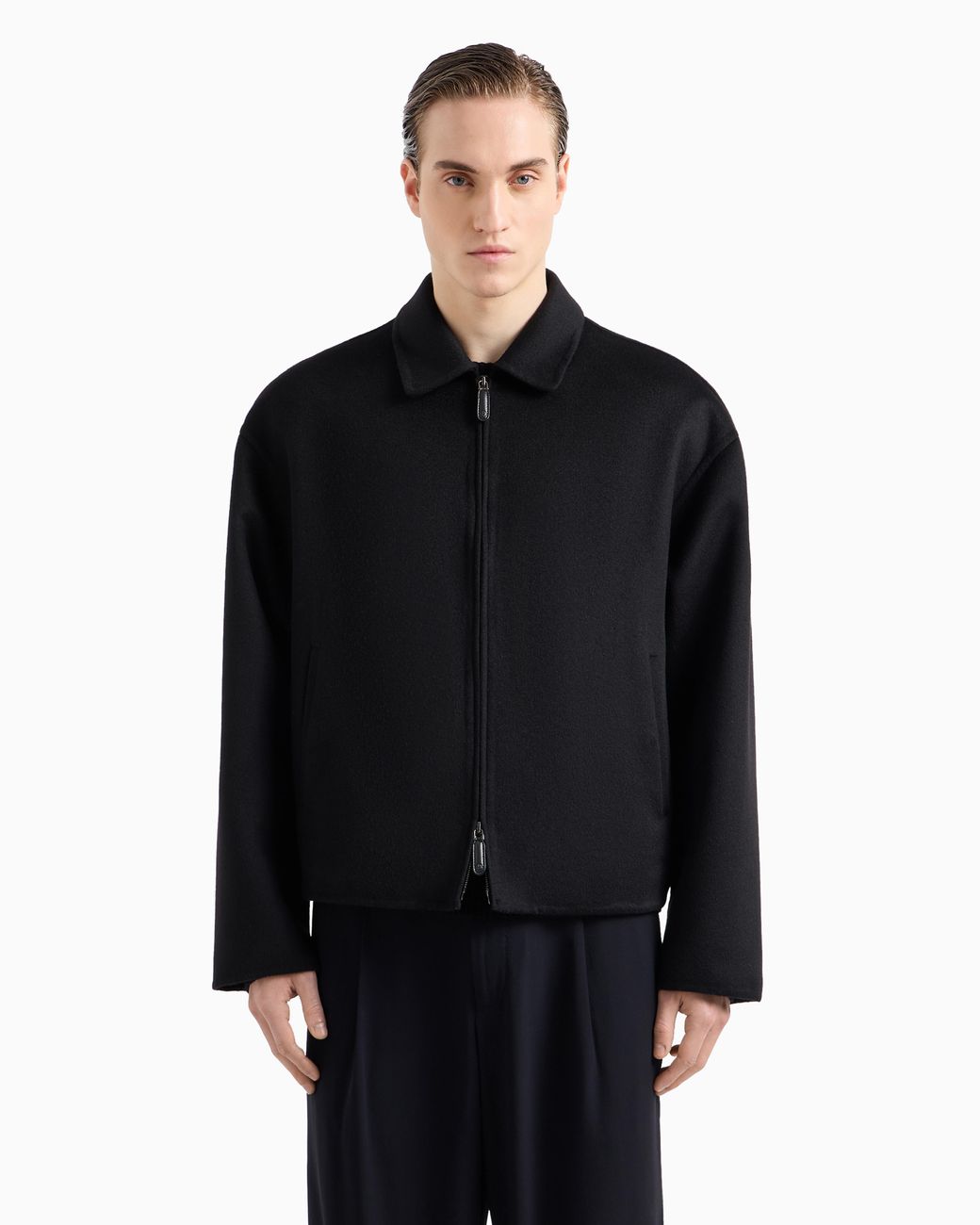 Giorgio Armani Black Double Cashmere Cloth Blouson for men