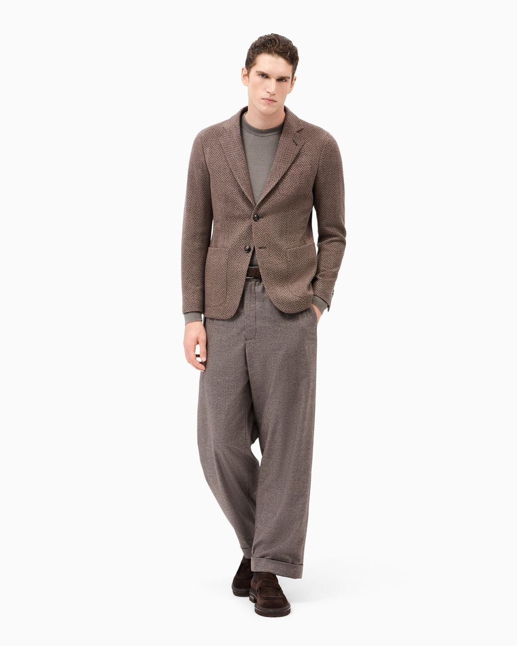 Giorgio Armani Brown Single-Breasted Upton Jacket for men
