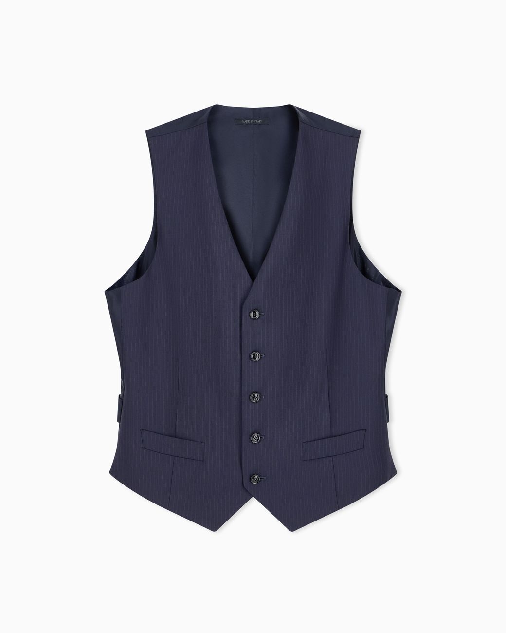 Giorgio Armani Blue Single-Breasted Pinstripe Vest for men
