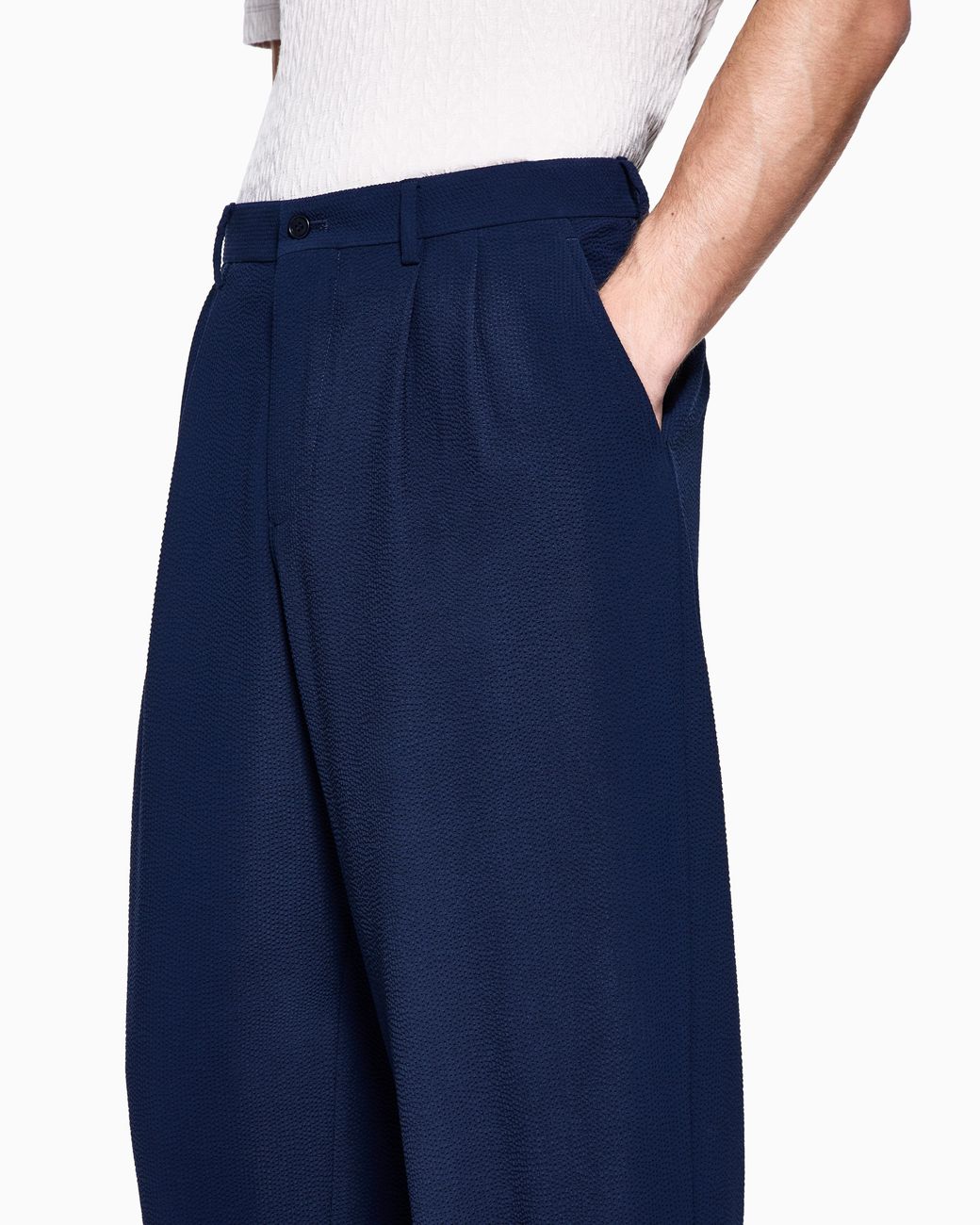 Giorgio Armani Blue Double Pleat Trousers for men