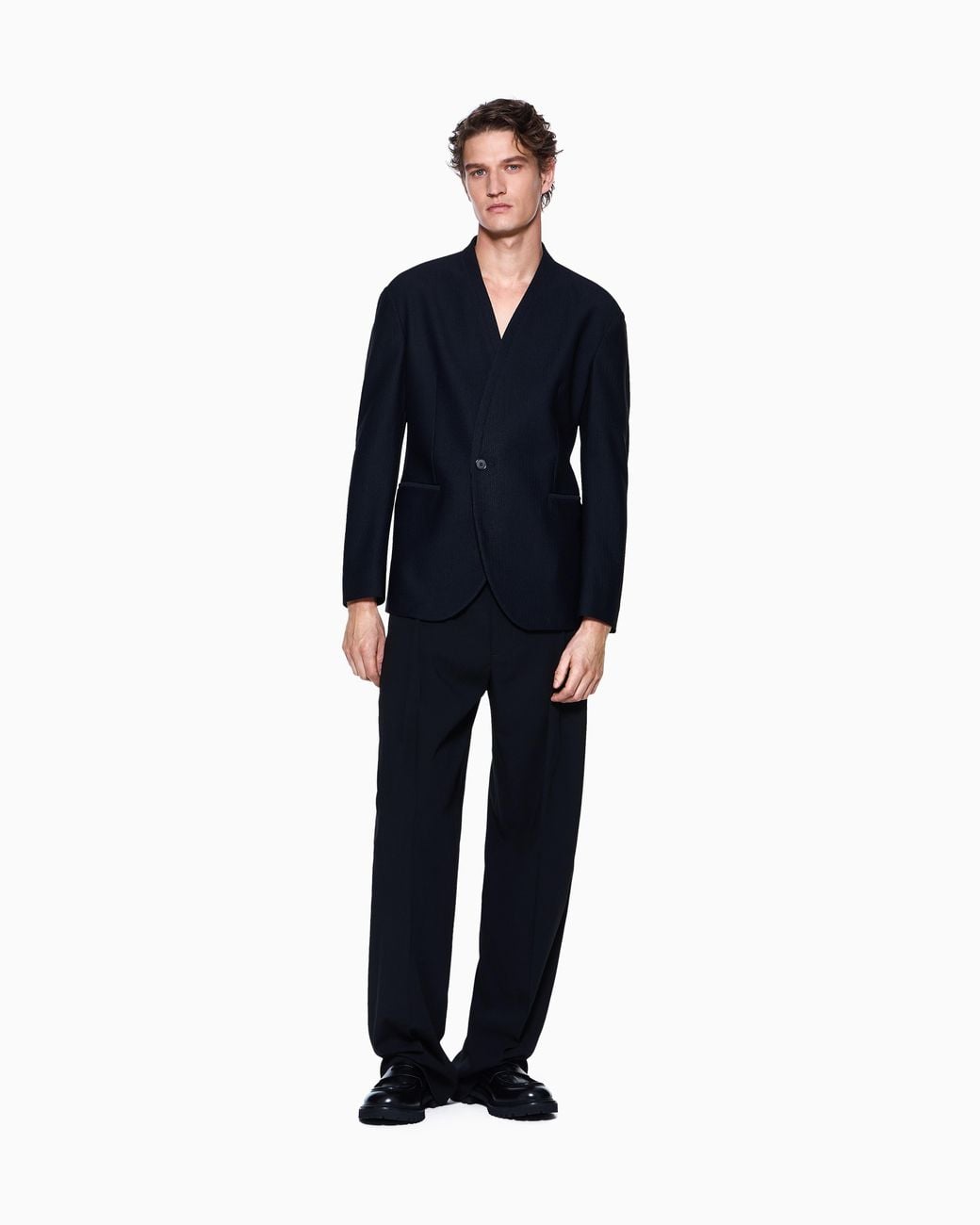Giorgio Armani Blue Single-Pleat, Virgin Wool Crêpe Trousers for men