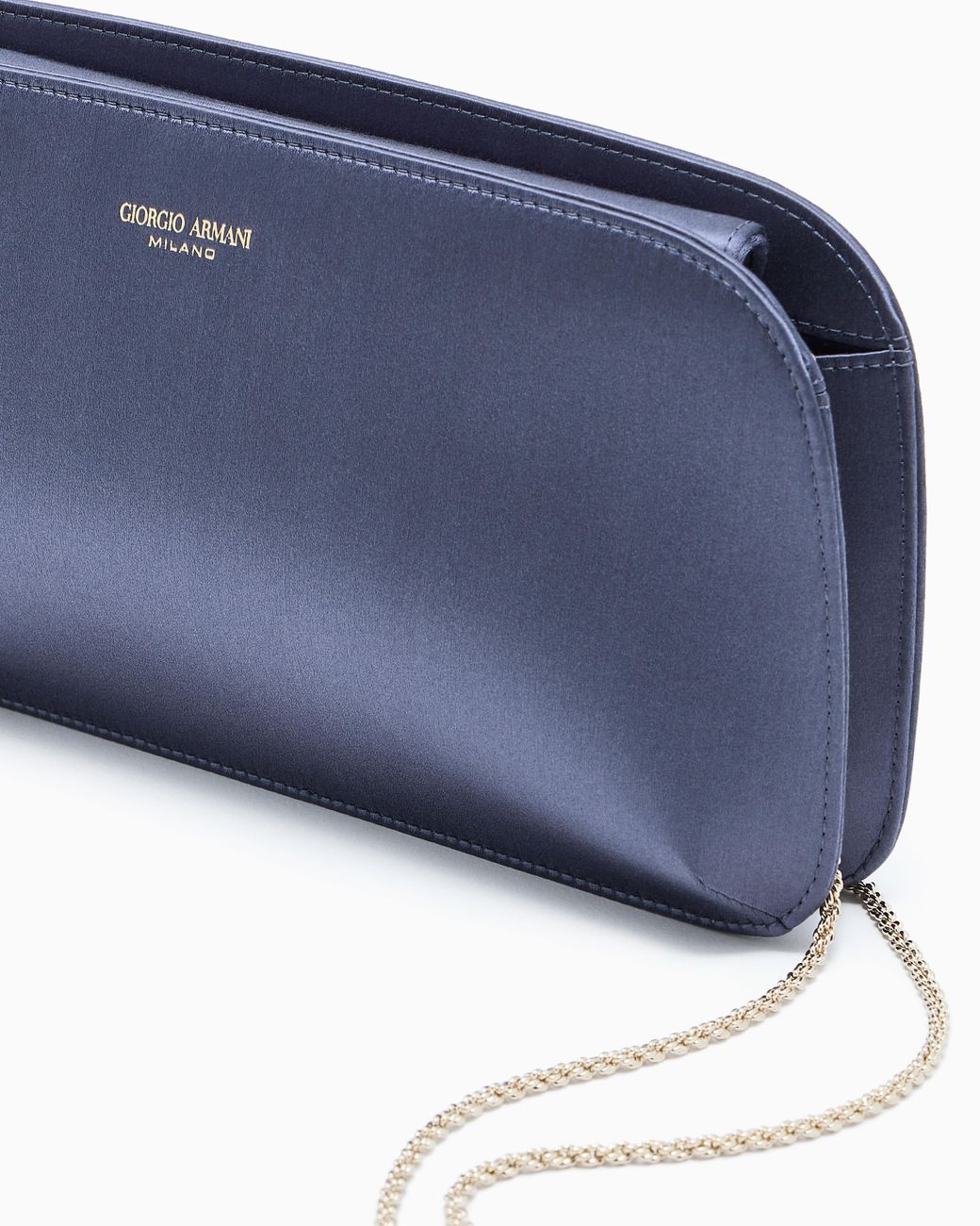 Giorgio Armani Blue Satin Horizontal La Prima Clutch Bag