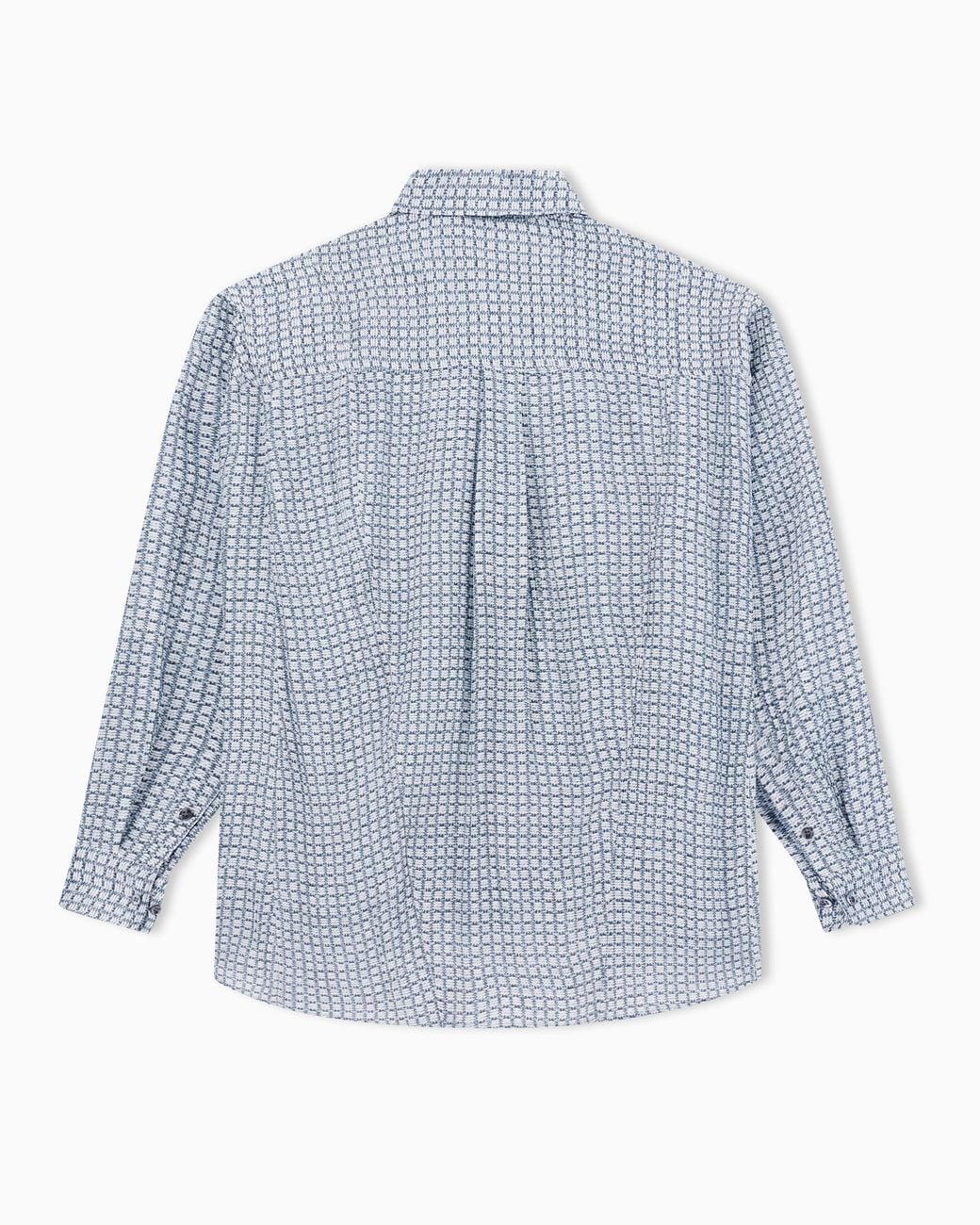 Giorgio Armani Blue Viscose And Silk Oversized Shirt With Weave Print for men