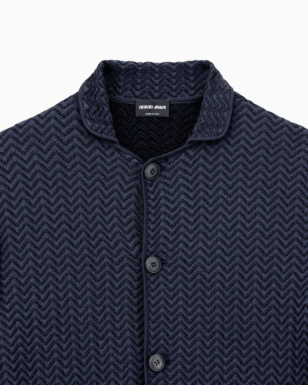 Giorgio Armani Blue Viscose-Blend Chevron Ottoman Single-Breasted Jacket for men