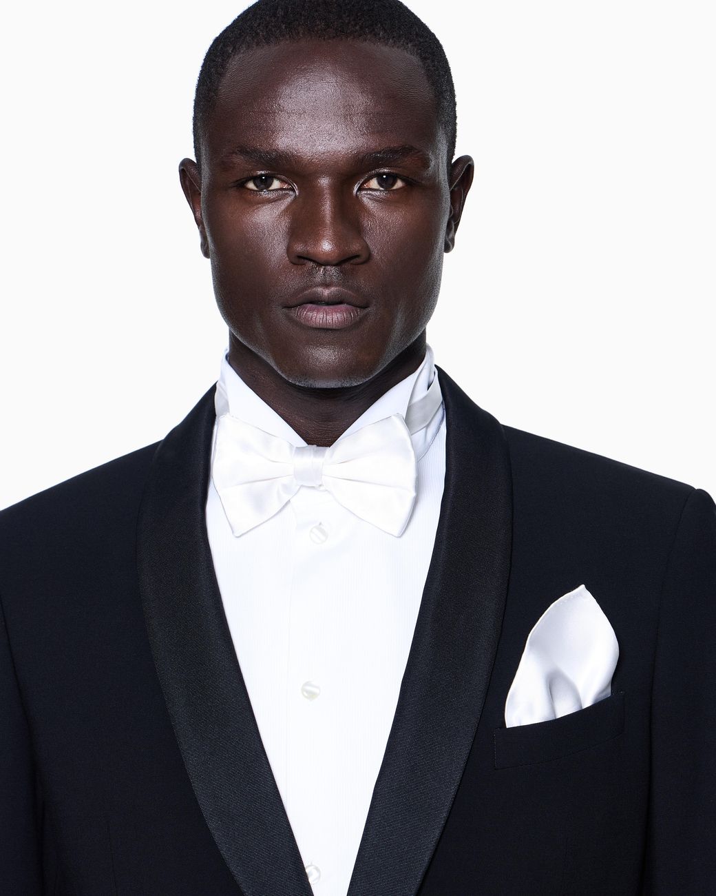 Giorgio Armani White Large, Pure Silk Knotted Bow Tie for men