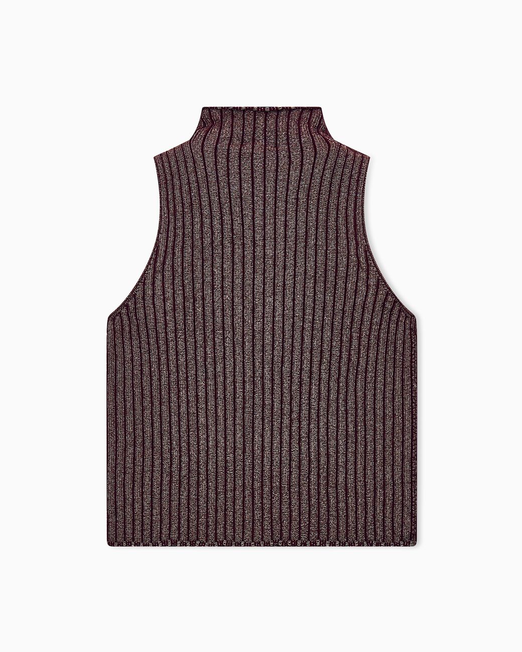Giorgio Armani Brown Knit Top Sleeveless Turtleneck