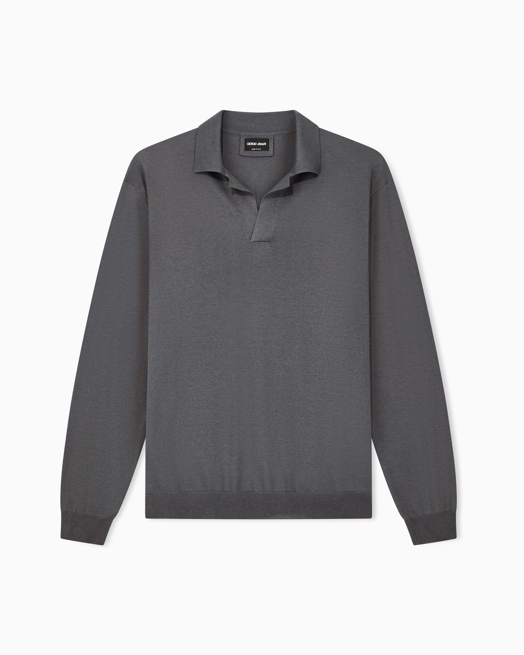 Giorgio Armani Gray Sweater Regular Fit Plain Knit Silk And Cotton Blend for men