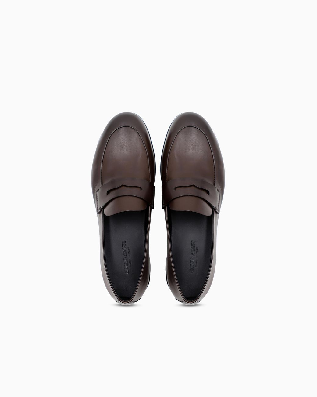 Giorgio Armani White Classic Calf Leather Penny Loafers for men