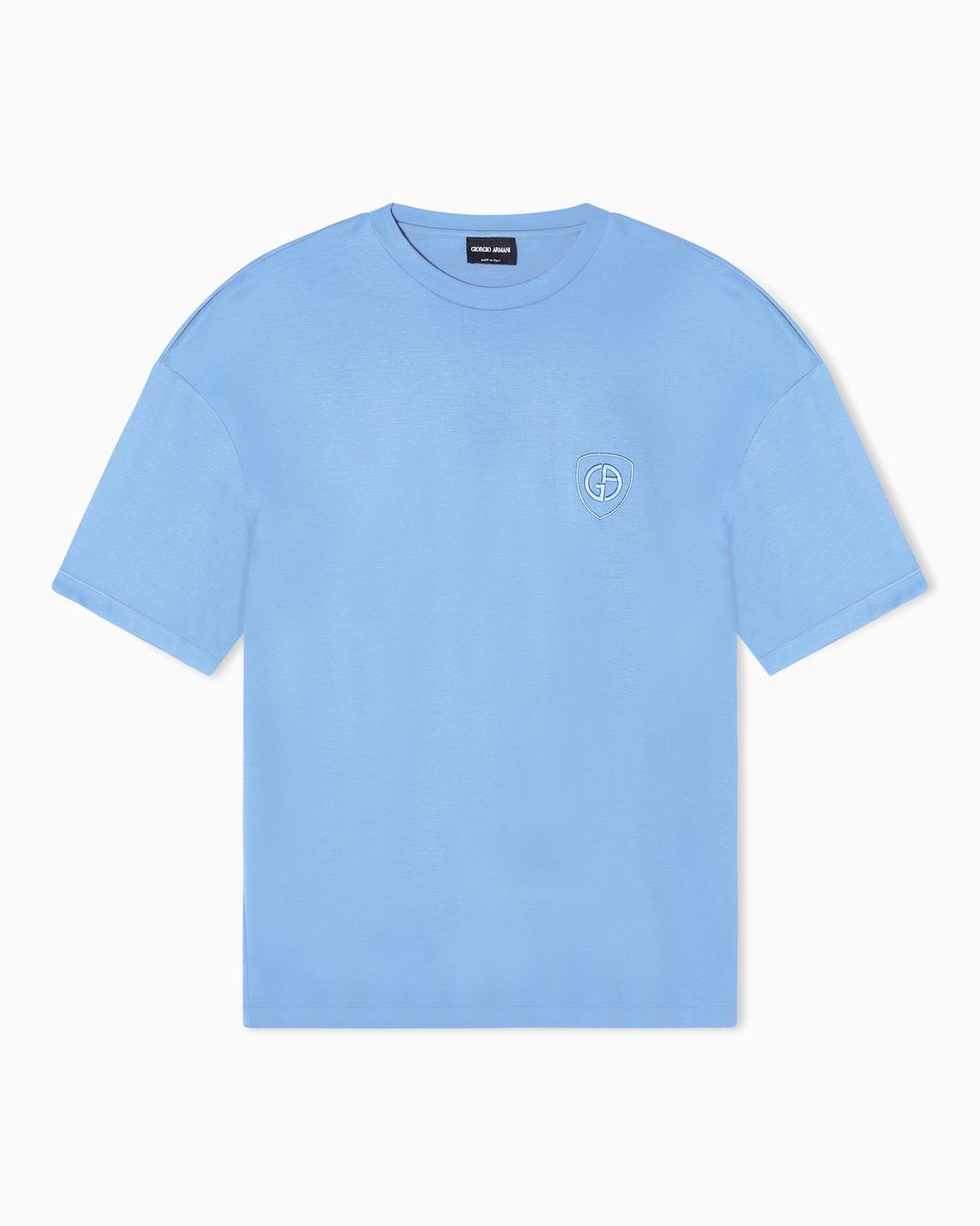 Giorgio Armani Blue Cotton Interlock Crew-Neck T-Shirt for men