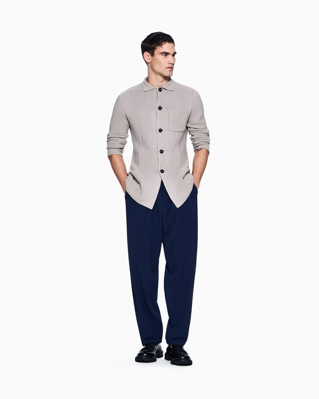 Giorgio Armani Blue Double Pleat Trousers for men