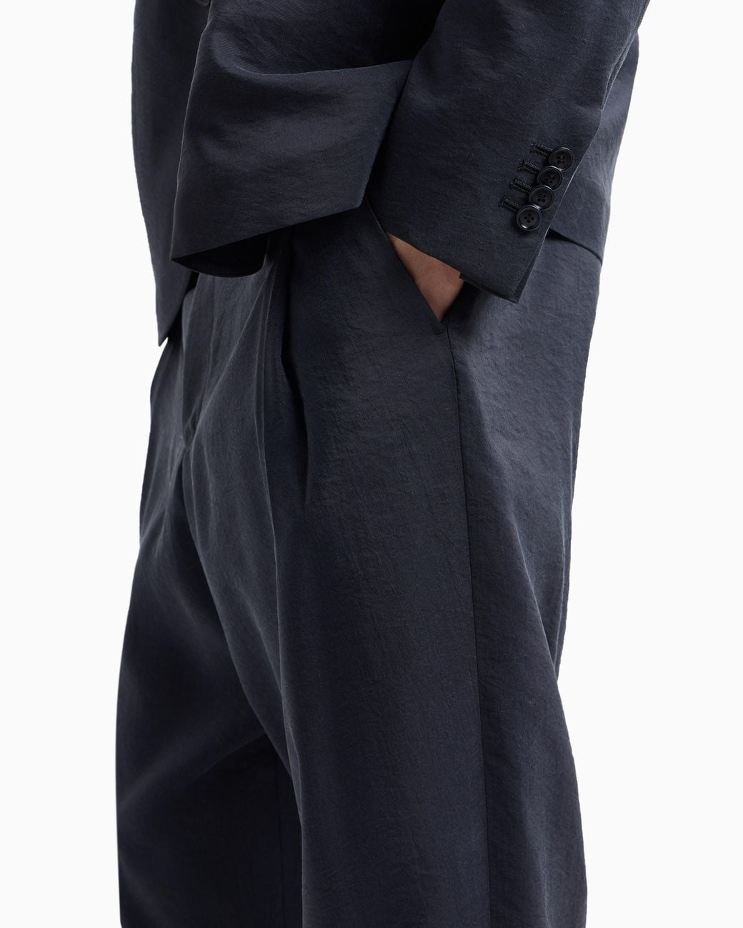 Giorgio Armani Blue Washed, Silk-Blend, Single-Pleat Trousers for men