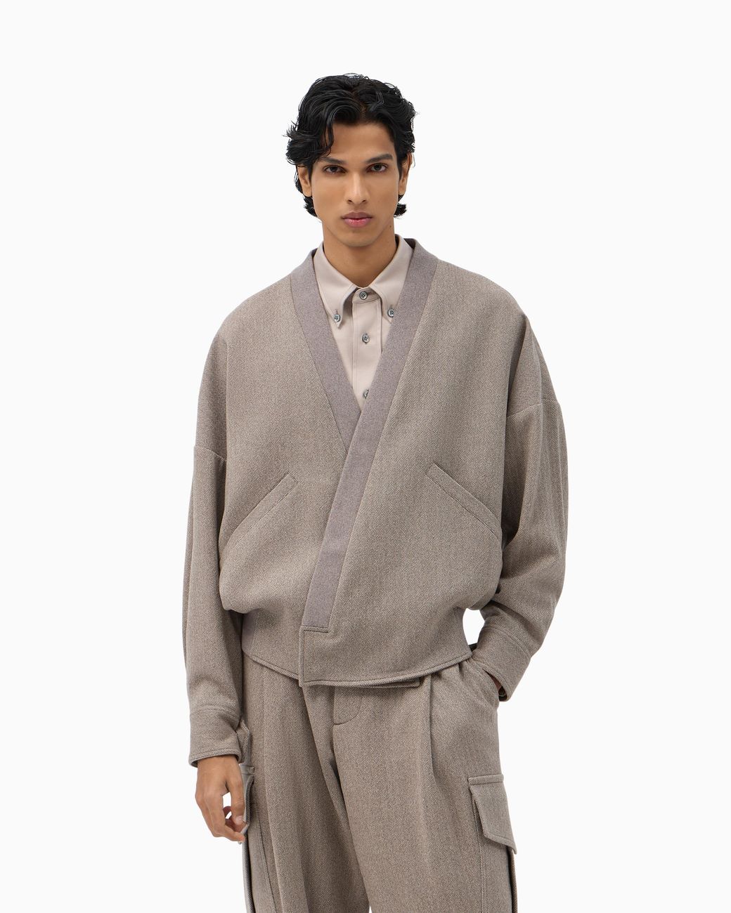 Giorgio Armani Gray Cashmere-Blend Knit-Effect Blouson X Kith for men