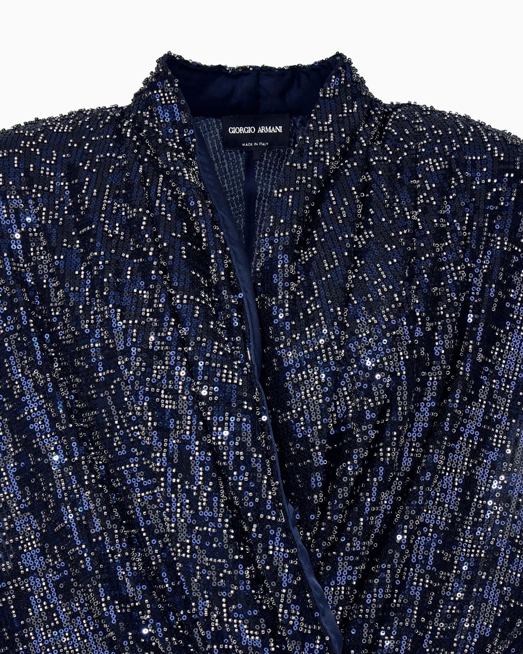 Giorgio Armani Blue Embroidered Dress With Dropped Shoulders And Sequin Beads