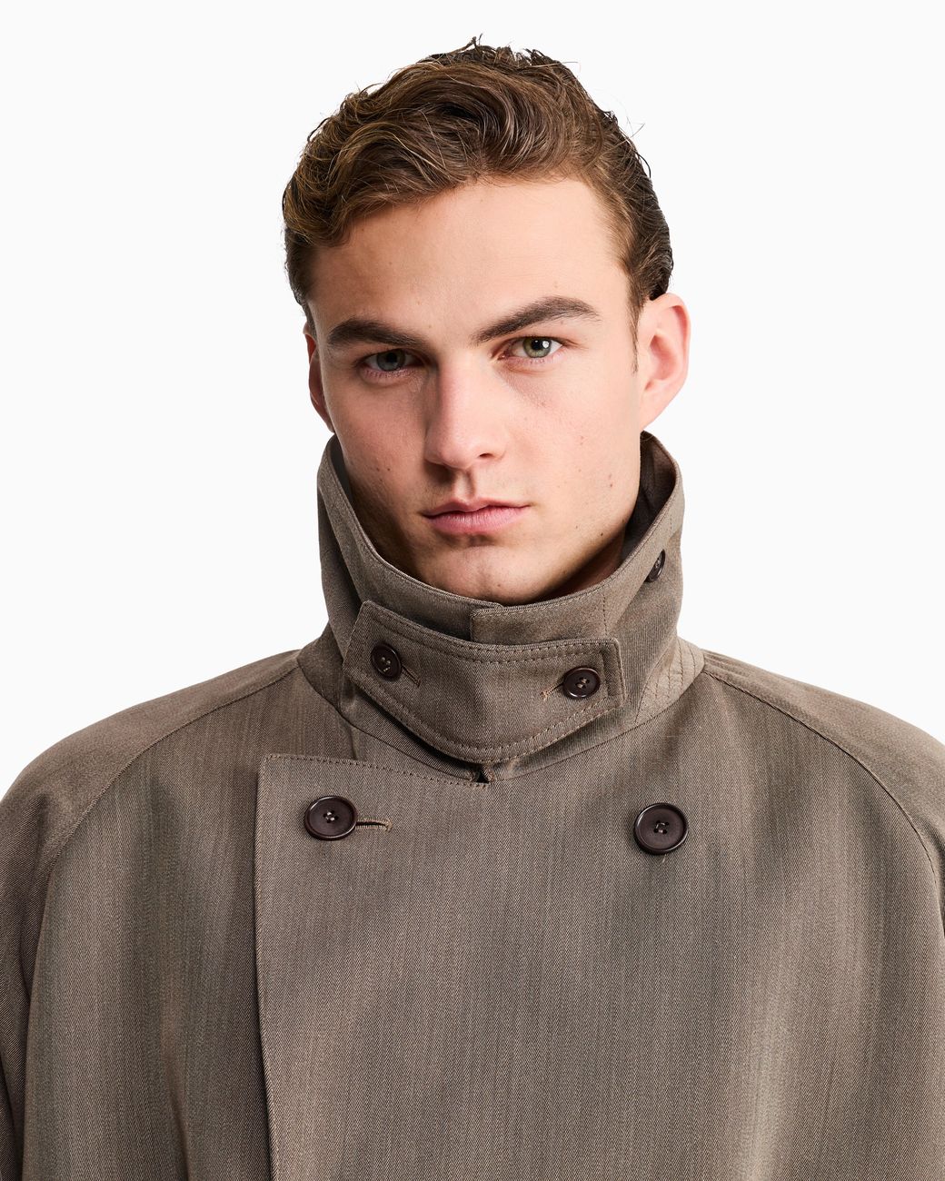 Giorgio Armani Brown Oversized-Fit Caban Coat for men