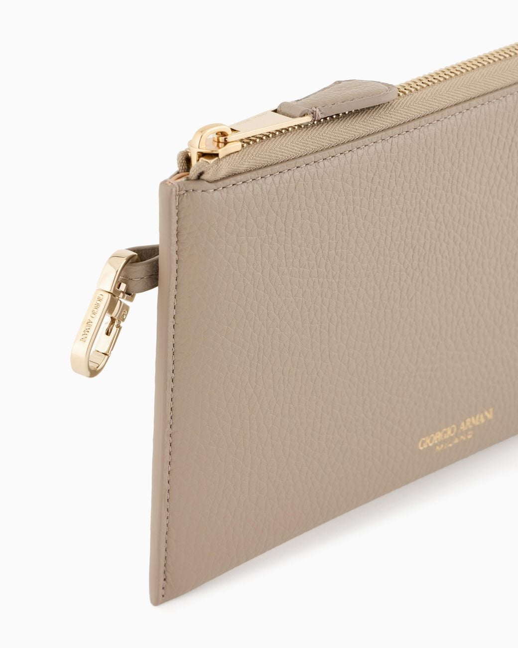 Giorgio Armani Natural Pebbled Leather Wallet With Wraparound Zip