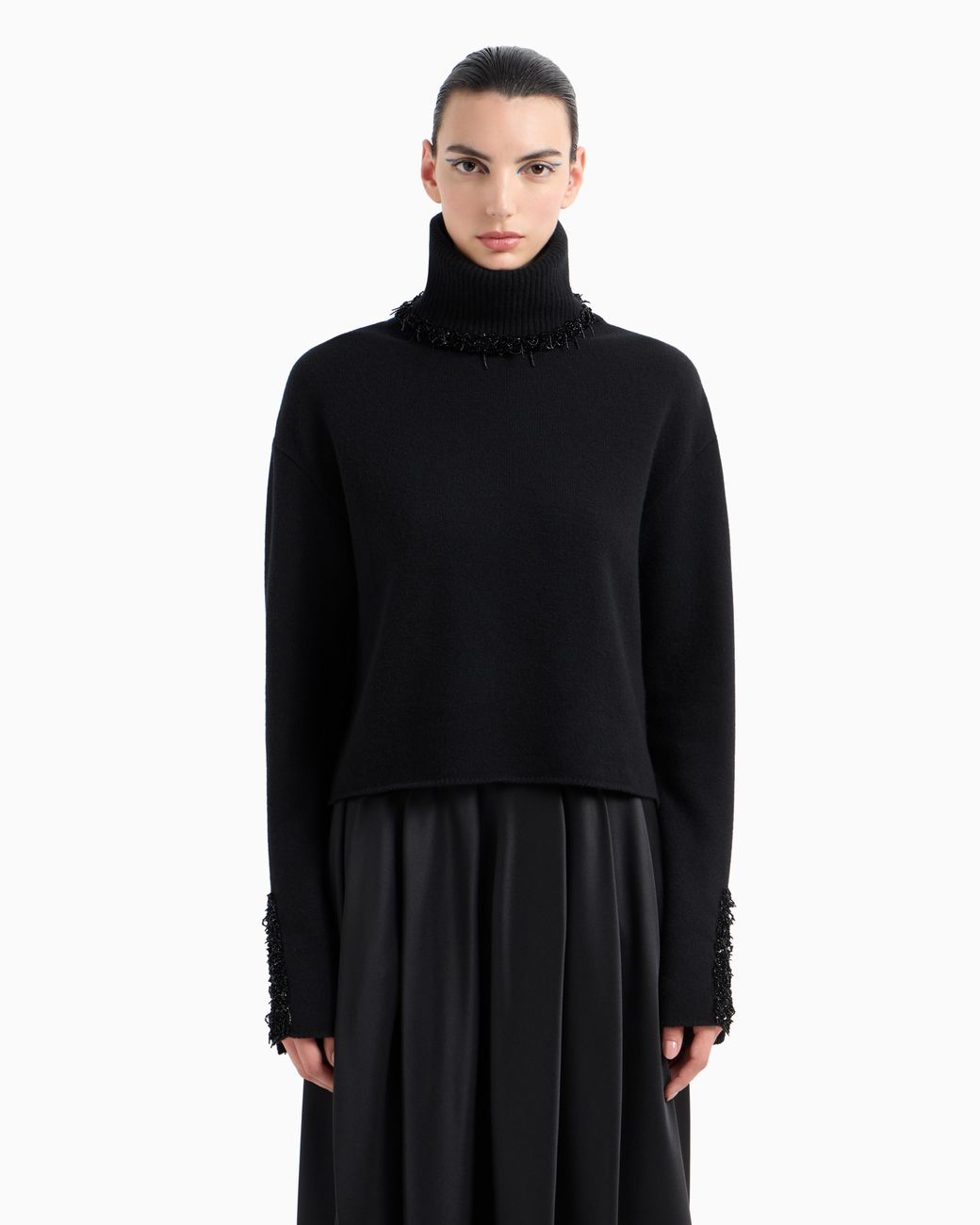 Giorgio Armani Black Mock-Neck Jumper