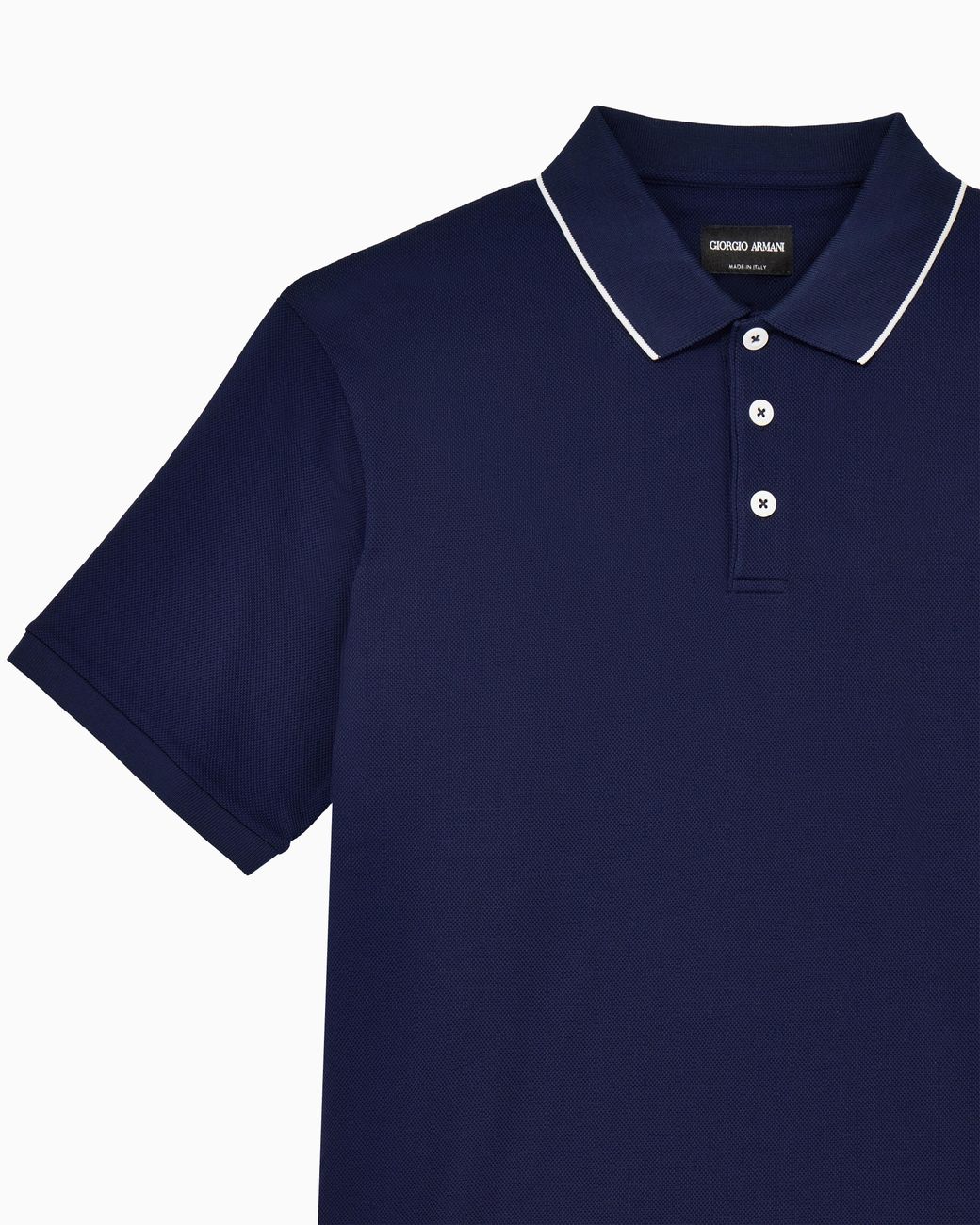 Giorgio Armani Blue Cotton Piqué Polo With Contrasting Trim for men