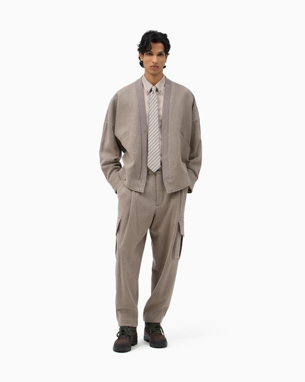 Giorgio Armani Gray Cashmere-Blend Knit-Effect Blouson X Kith for men