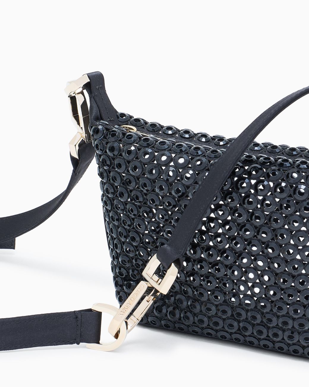 Giorgio Armani Blue Laser-Cut Satin And Rhinestone La Prima Soft Mini Handbag