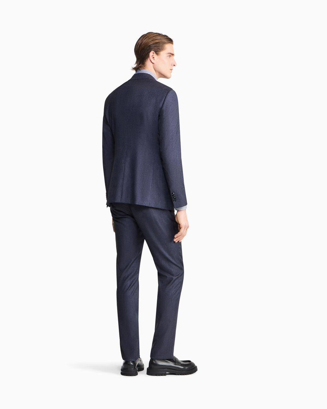 Giorgio Armani Blue Soho Line Denim-Look Wool Single-Breasted Suit for men