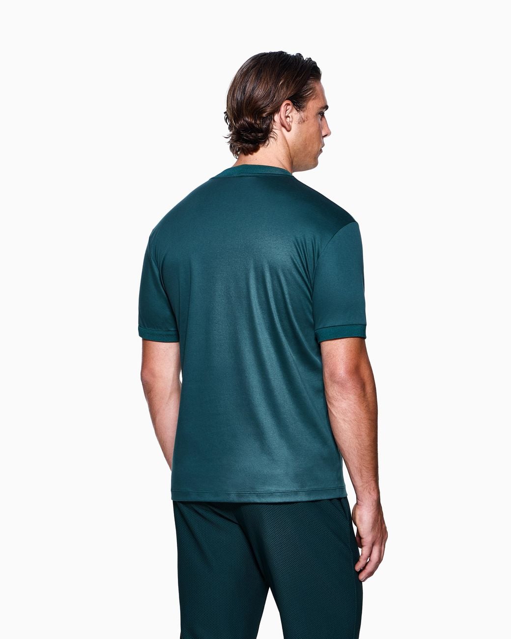 Giorgio Armani Blue Interlock T-Shirt With Embroidered Logo Online Exclusive for men
