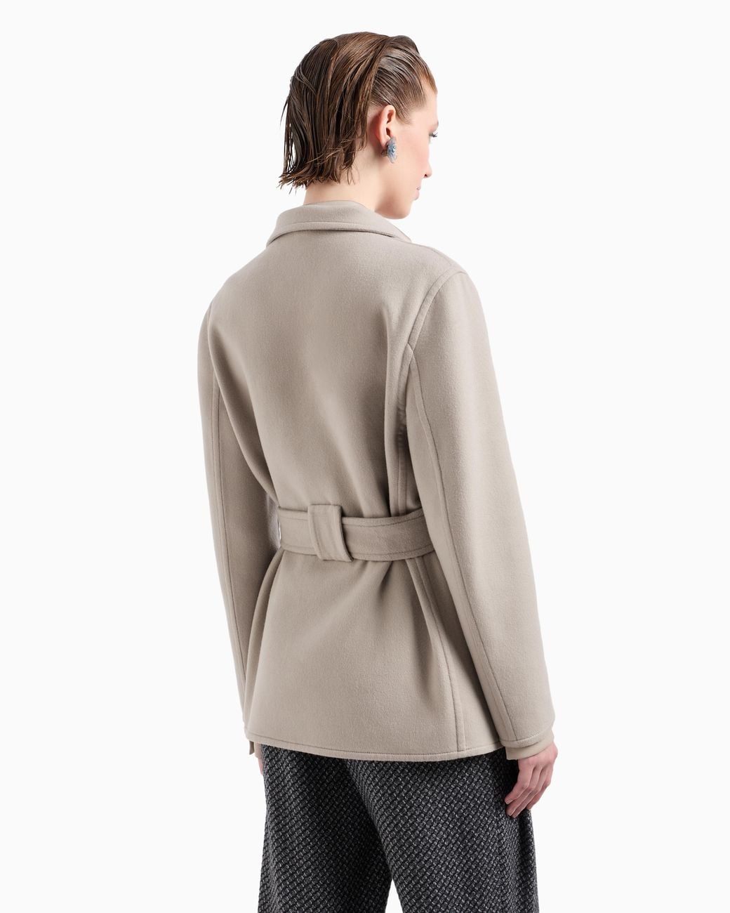 Giorgio Armani Natural Cashmere Coat With A Belt And Patch Pockets