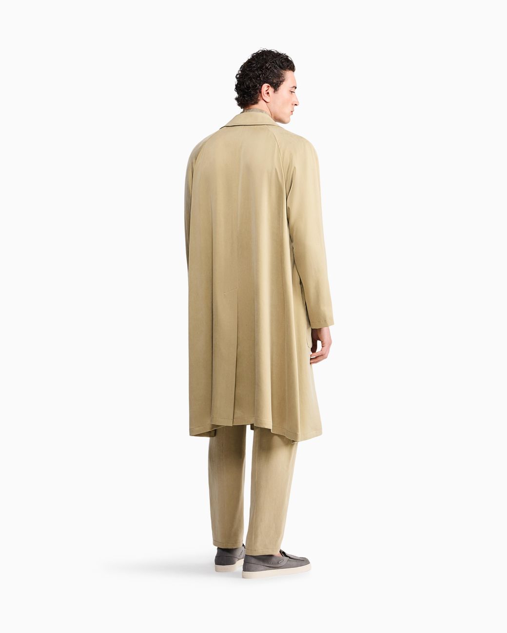 Giorgio Armani Natural Trench Coat Oversized Fit Washed Lyocell Poplin for men