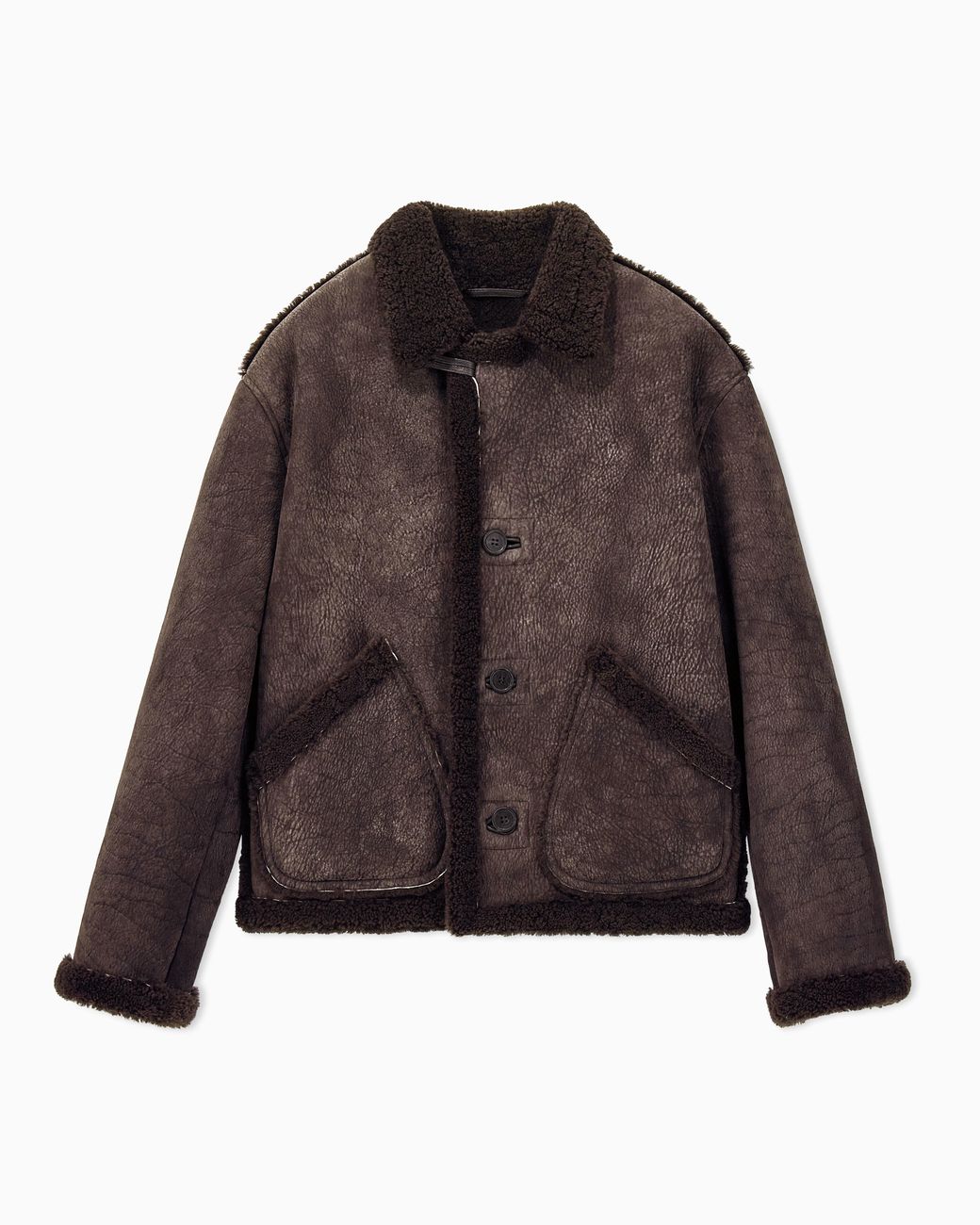 Giorgio Armani Brown Blouson Jacket Regular Fit Shearling for men