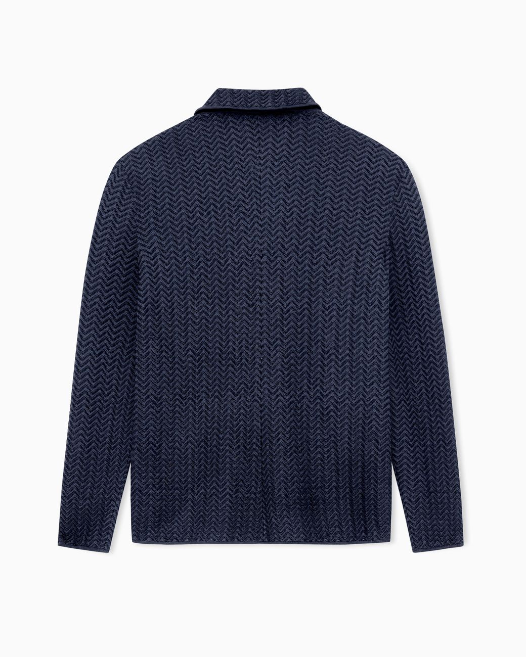 Giorgio Armani Blue Viscose-Blend Chevron Ottoman Single-Breasted Jacket for men