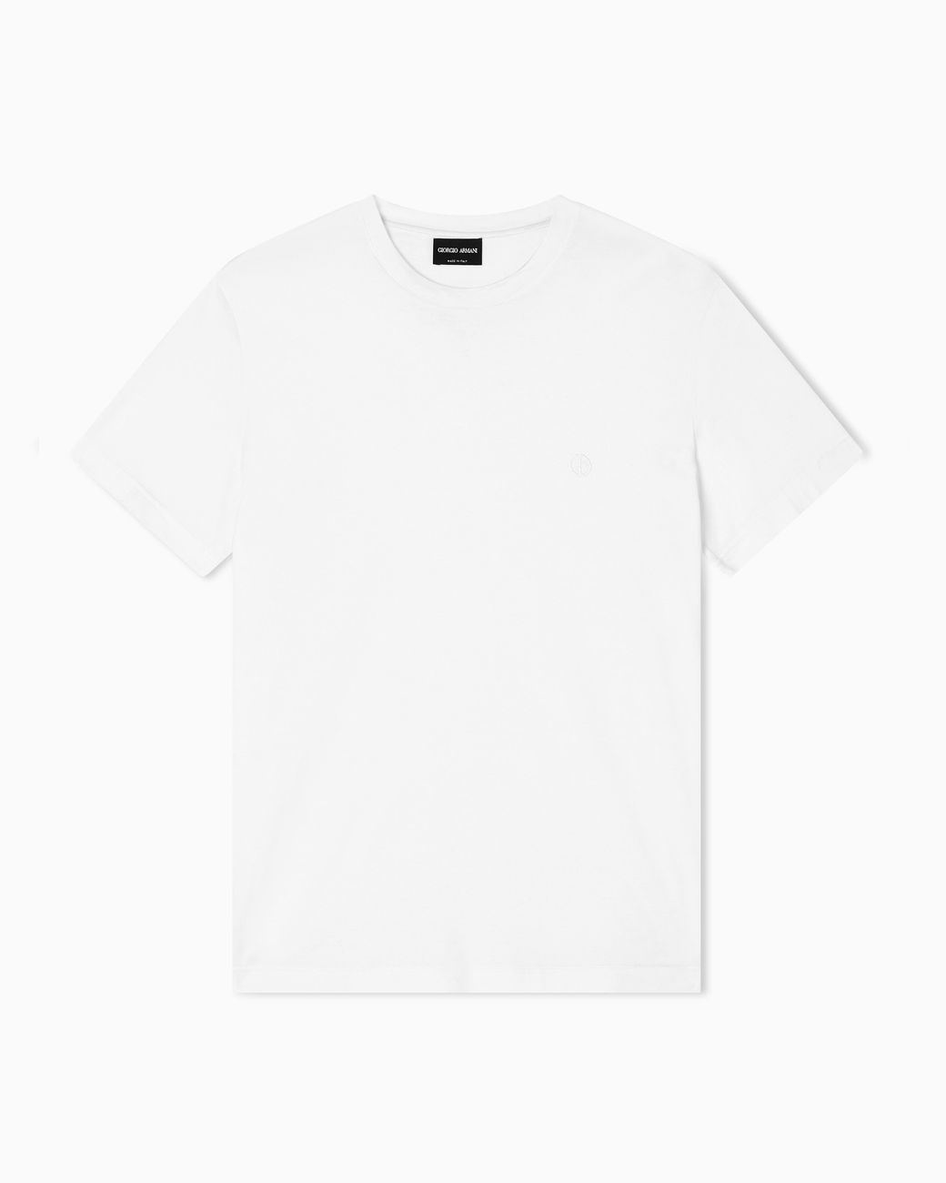 Giorgio Armani White Cotton Crew Neck T-Shirt With Embroidered Logo for men