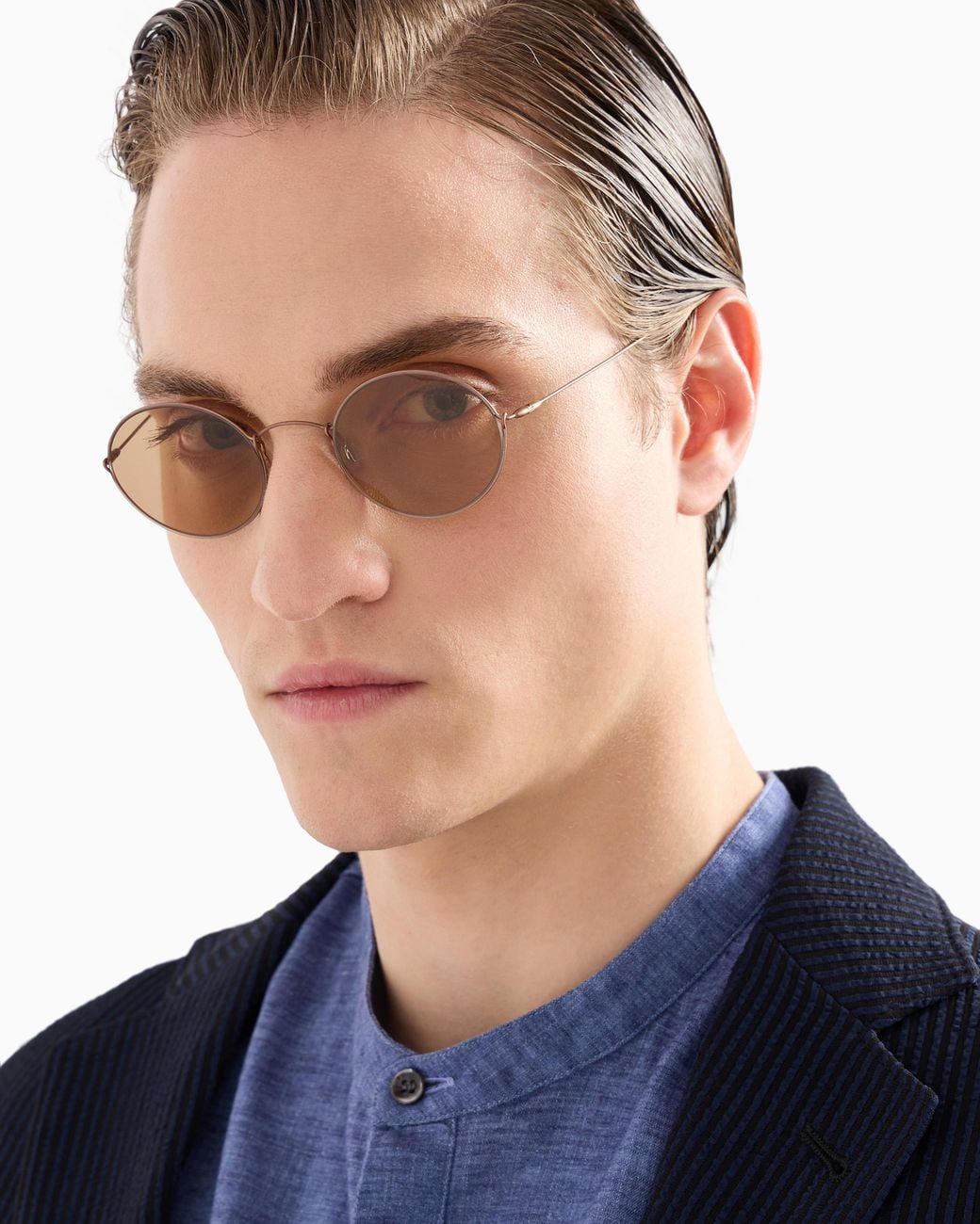Giorgio Armani Brown Oval Sunglasses for men