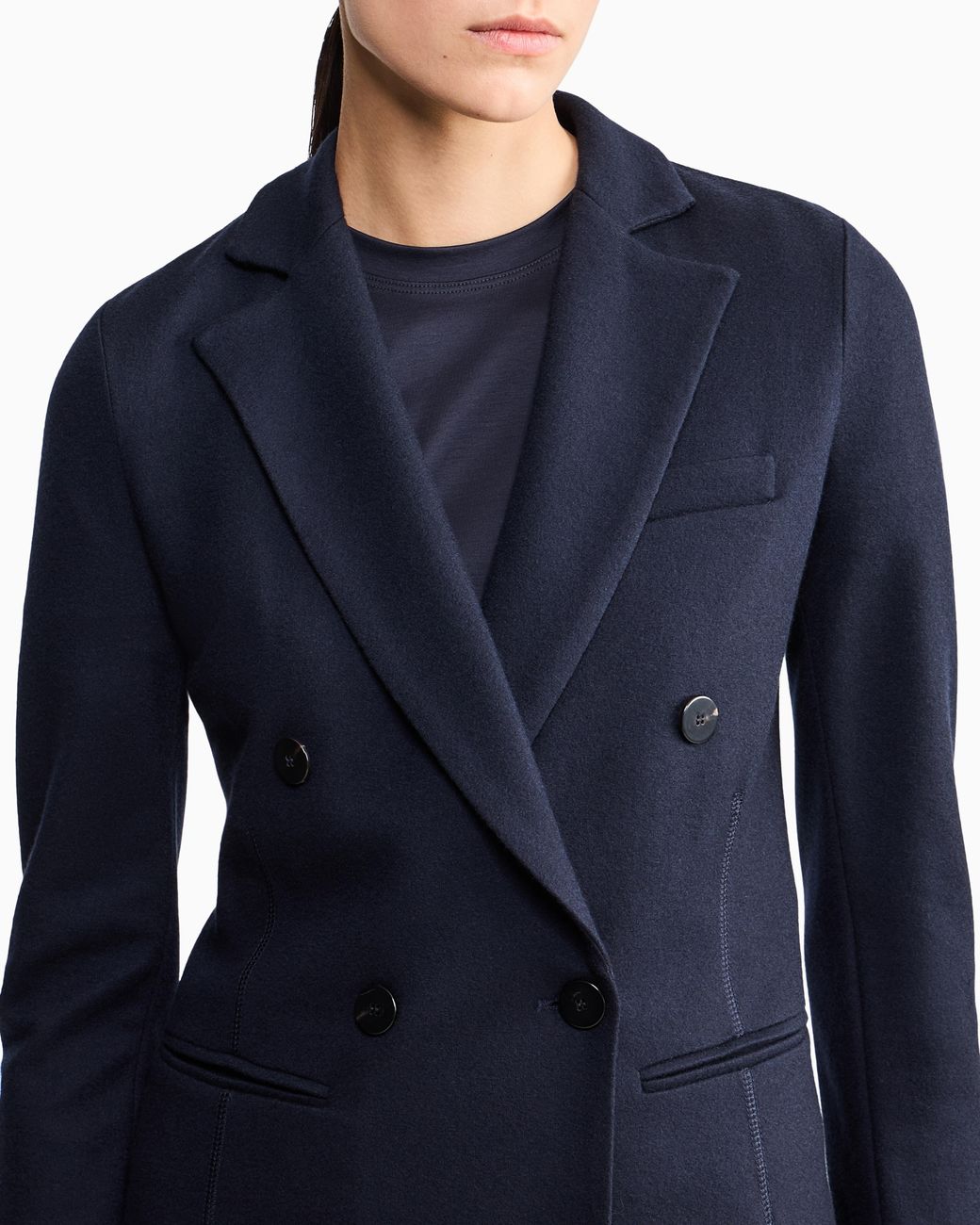 Giorgio Armani Blue Pure Cashmere Jersey Double-Breasted Jacket
