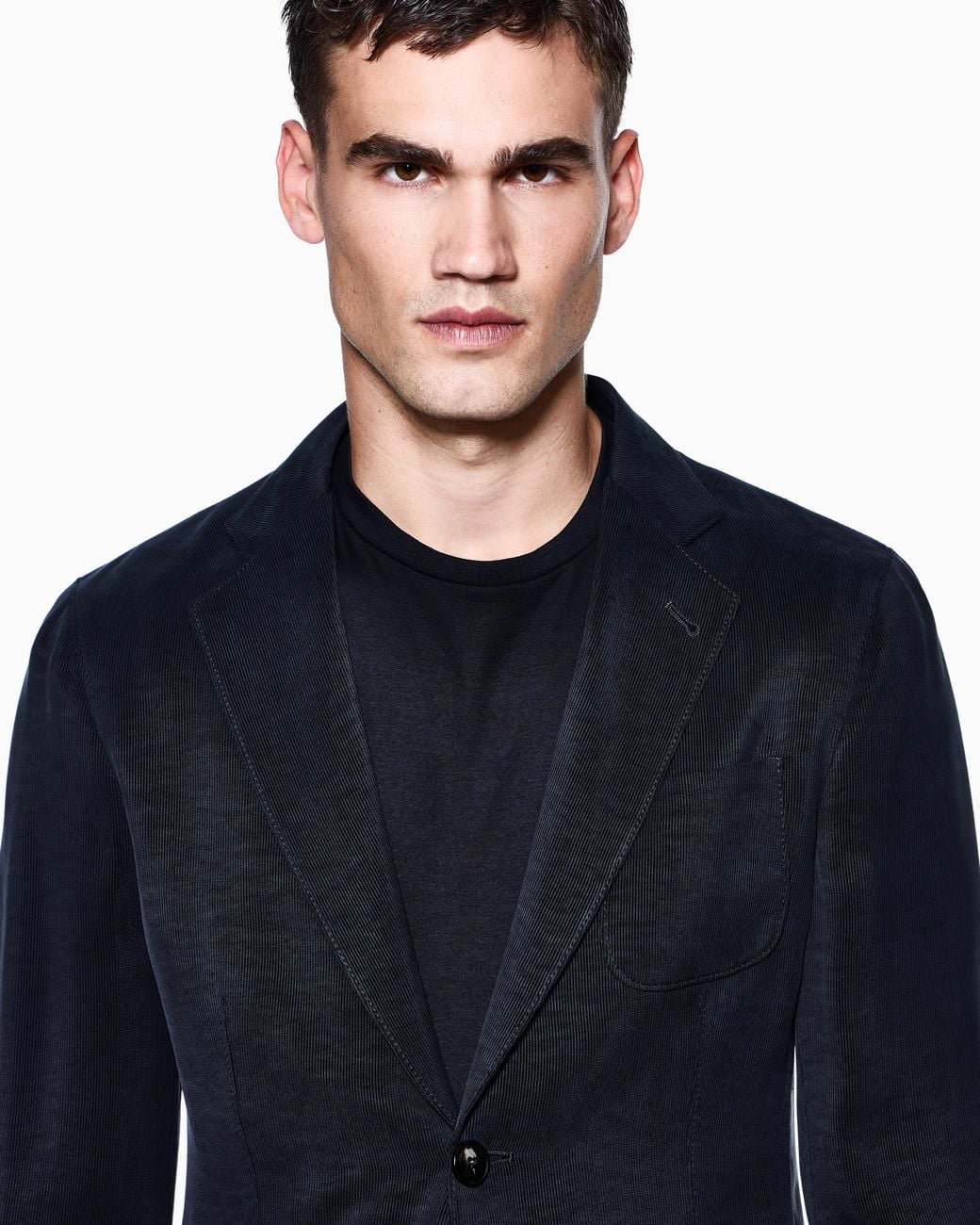 Giorgio Armani Blue Upton Line Single-Breasted Canneté Cupro Jacket for men