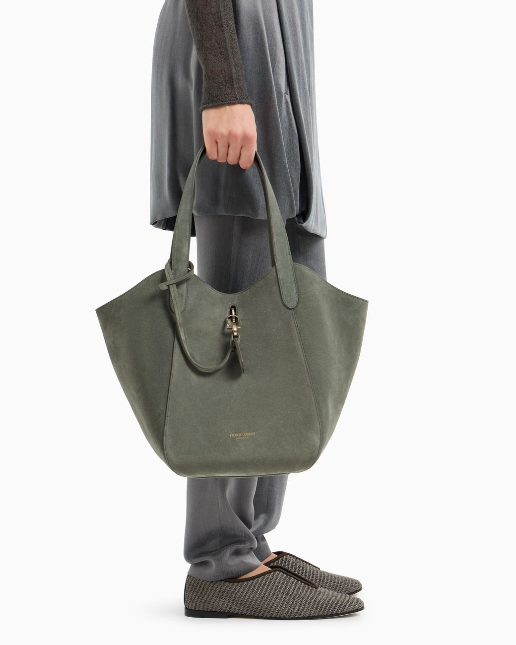 Giorgio Armani Green Medium Suede Handbag