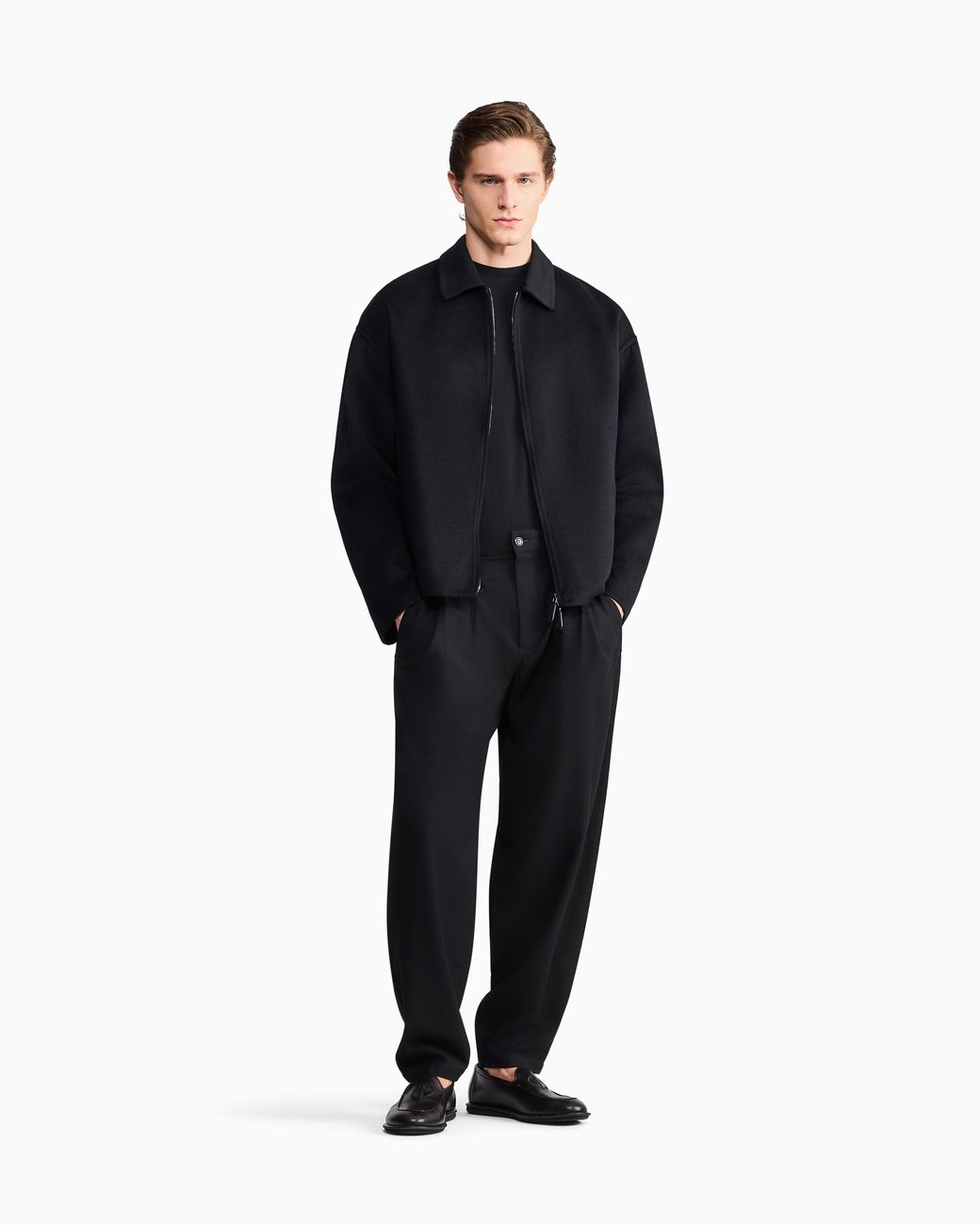Giorgio Armani Black Double Cashmere Cloth Blouson for men