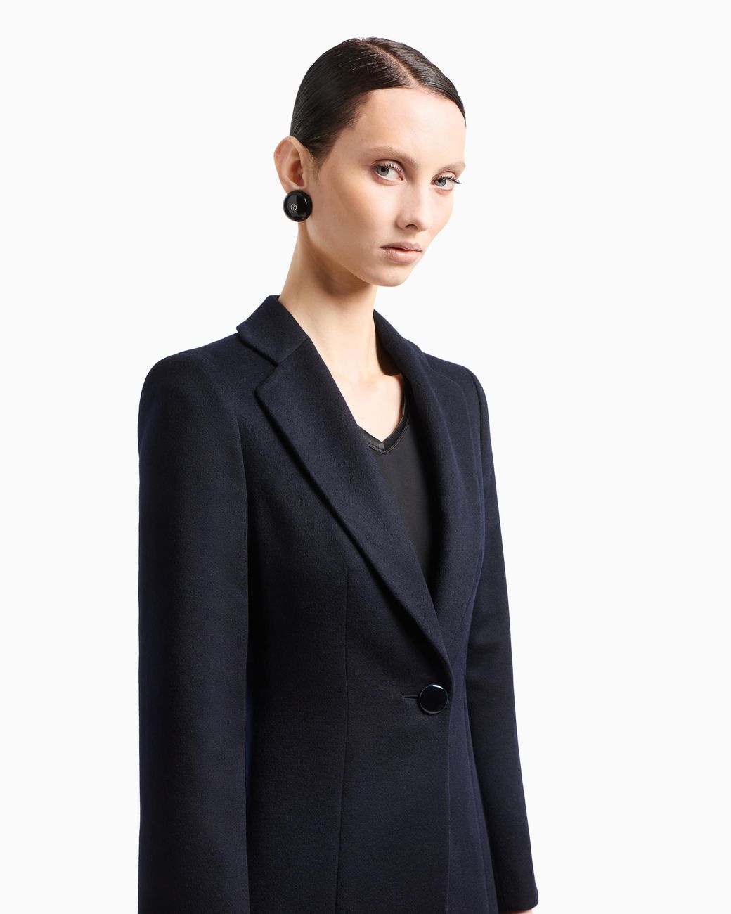 Giorgio Armani Blue Pure Cashmere Single-Breasted Coat