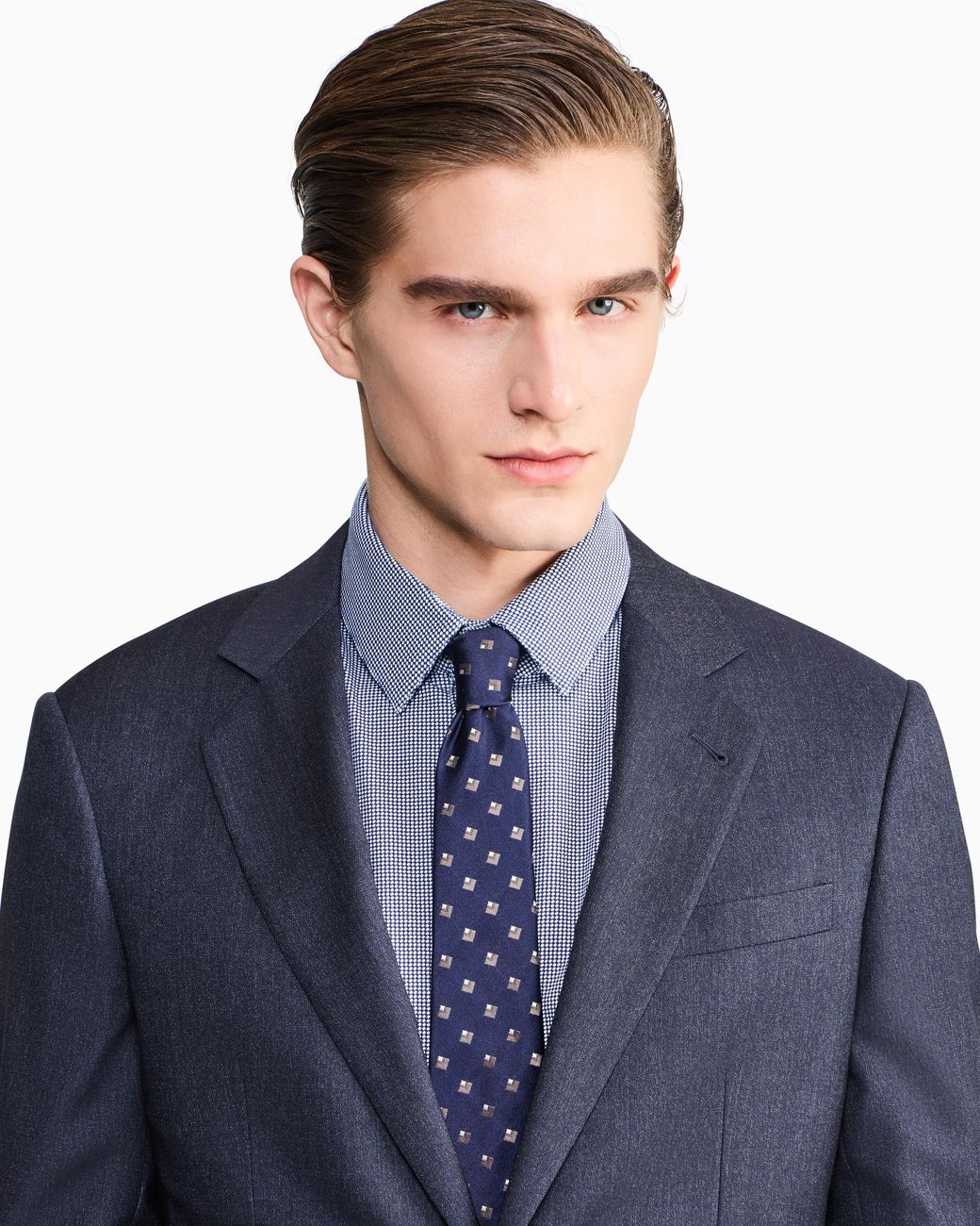 Giorgio Armani Blue Soho Line Denim-Look Wool Single-Breasted Suit for men