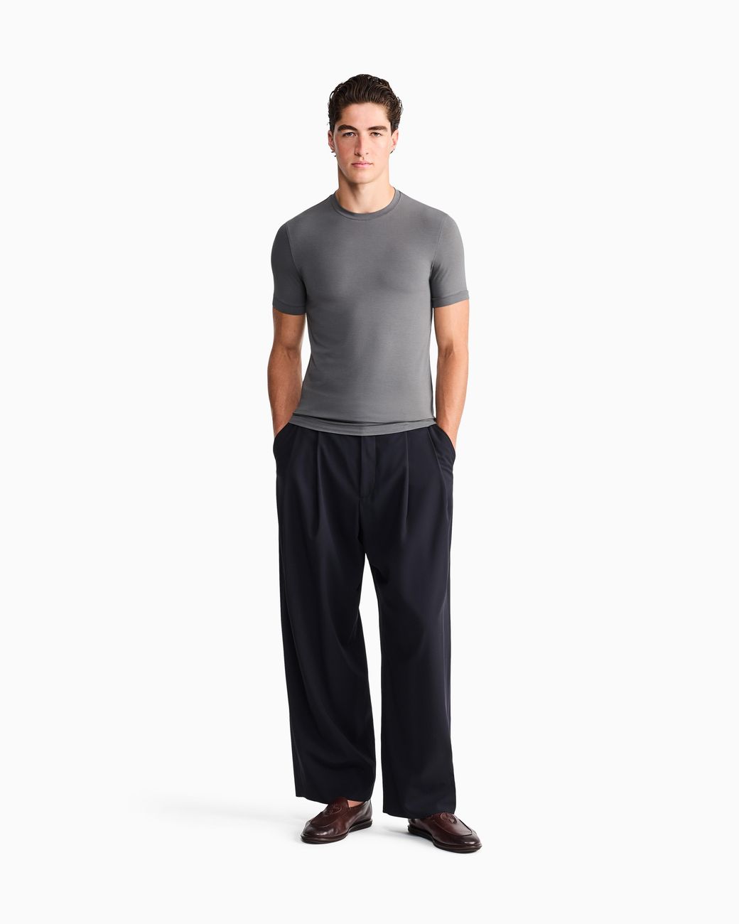 Giorgio Armani Gray Crew-Neck T-Shirt for men