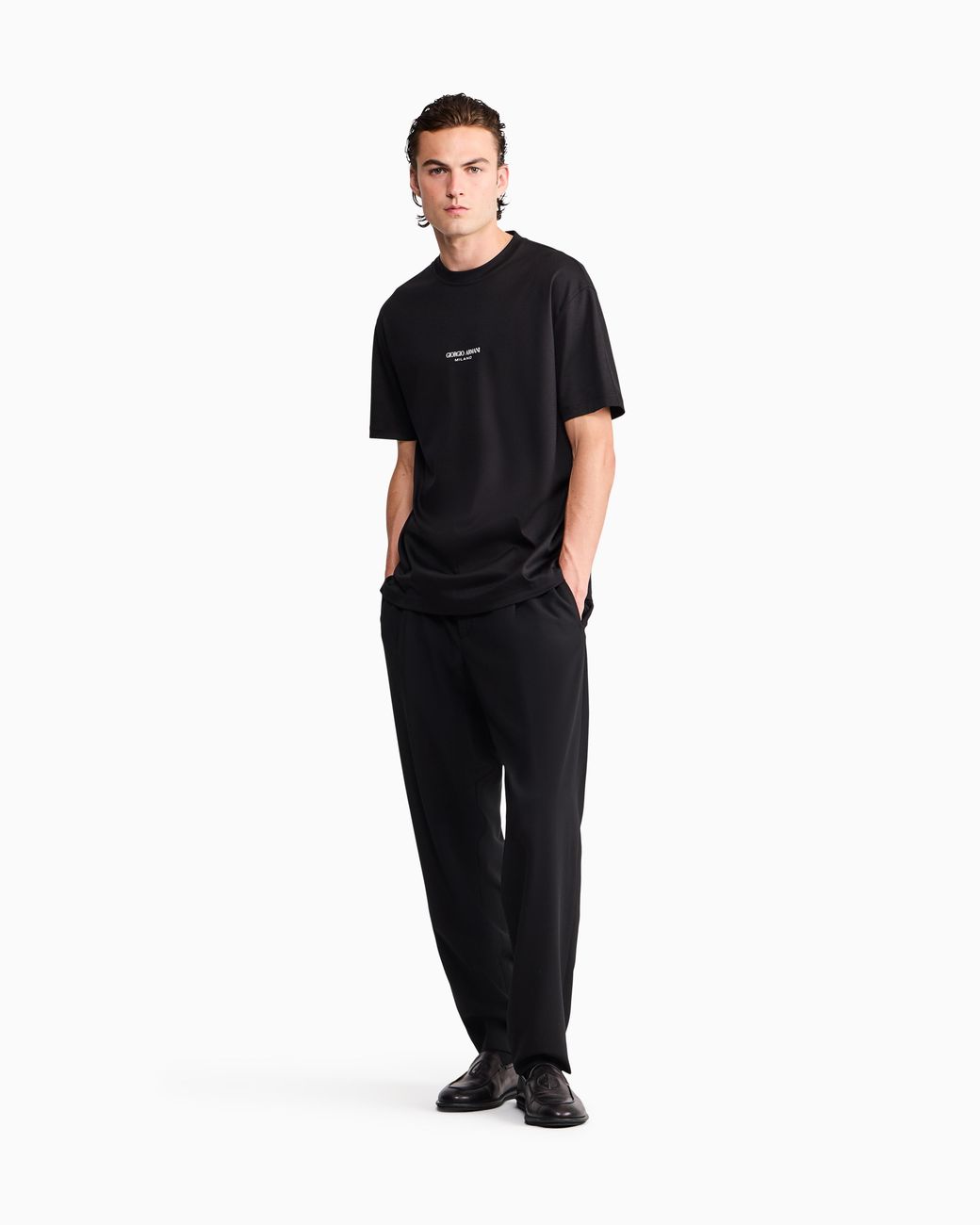 Giorgio Armani Black Crew Neck T-Shirt for men