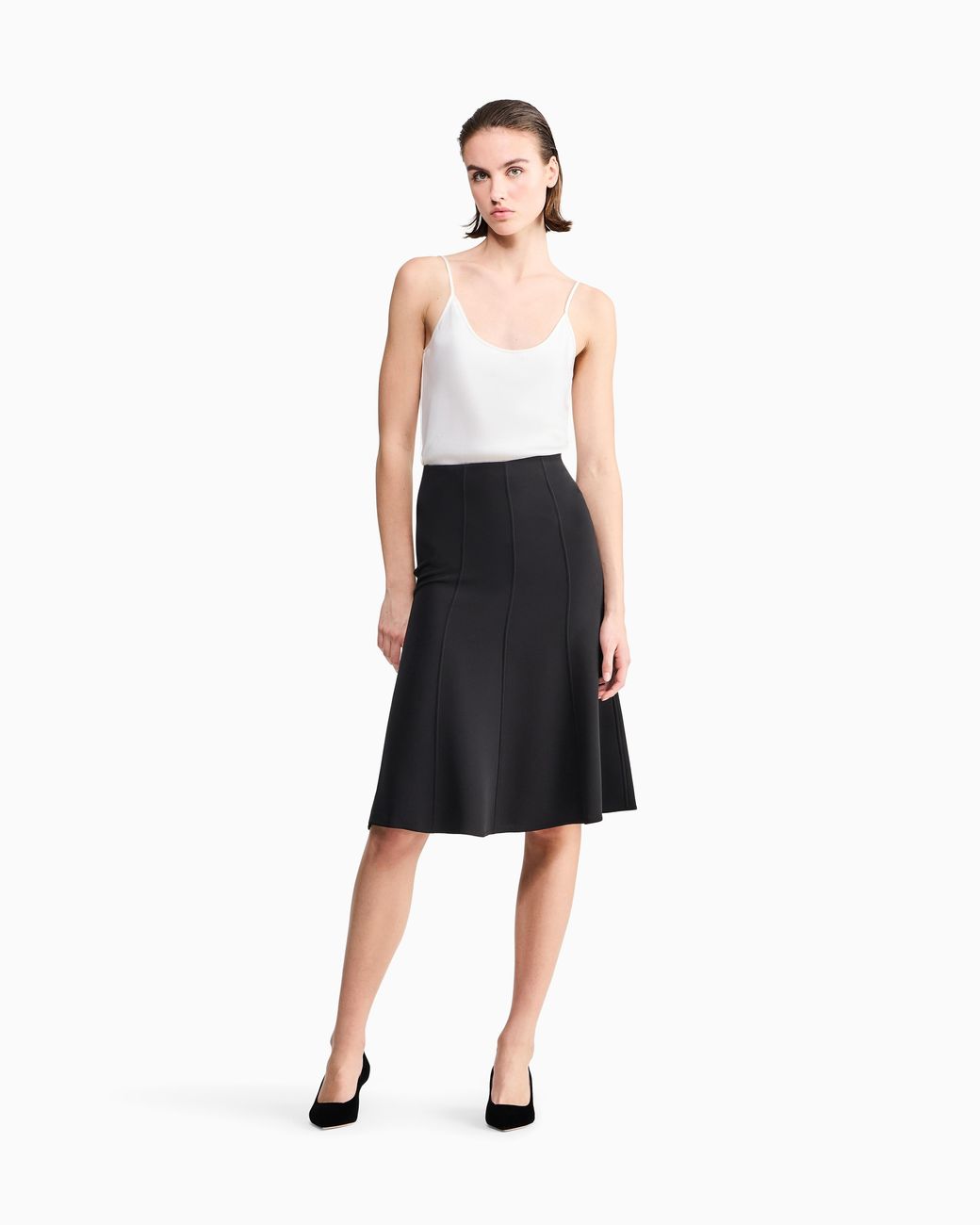 Giorgio Armani Black Silk Midi Skirt