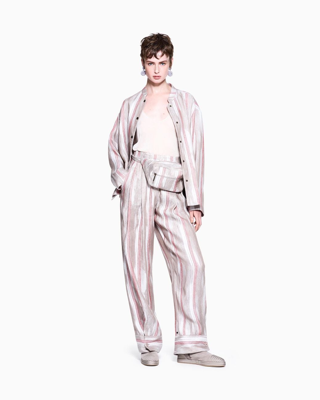 Giorgio Armani White Viscose Lurex Top