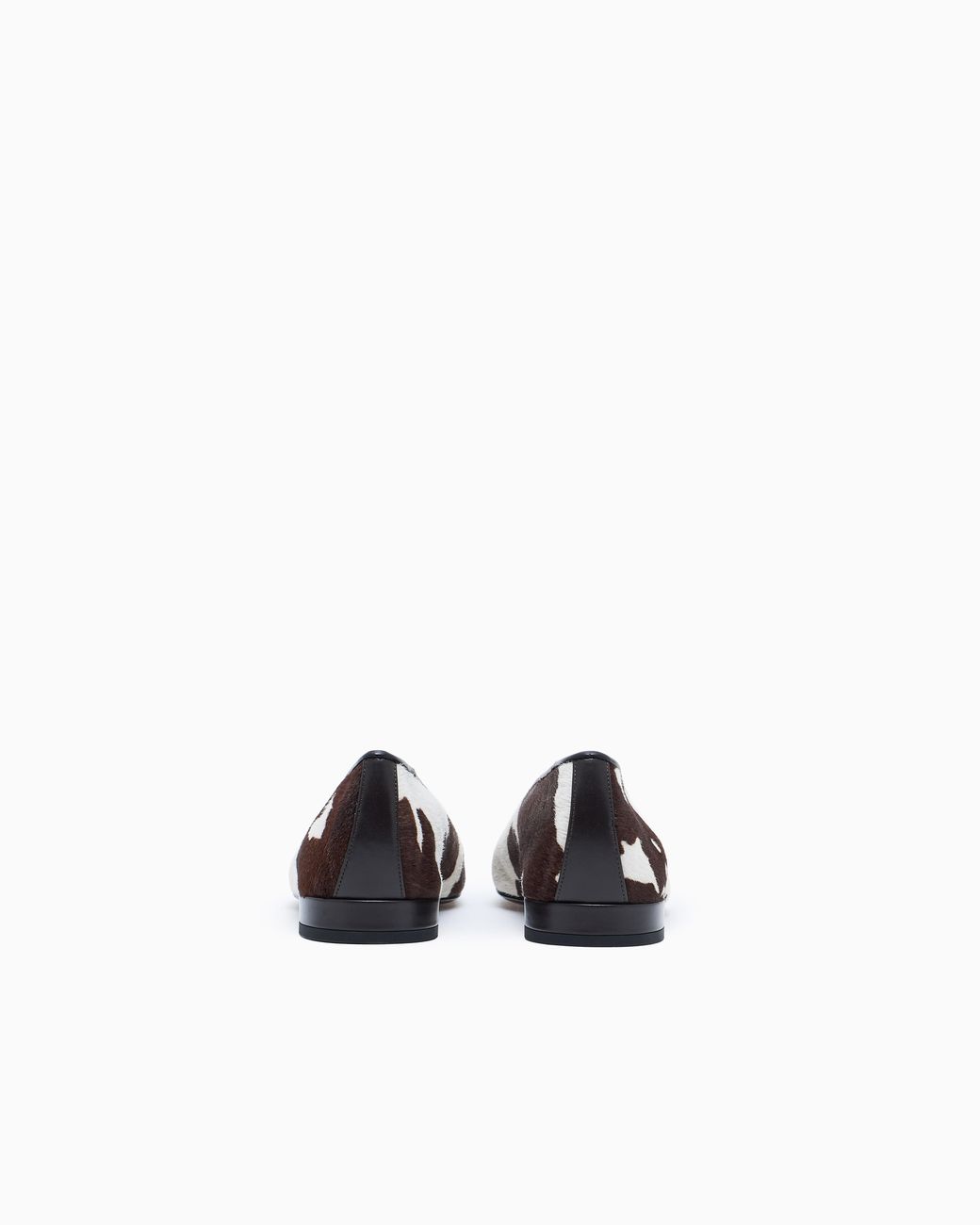 Giorgio Armani White Cow Print Ballerinas With A Square Toe