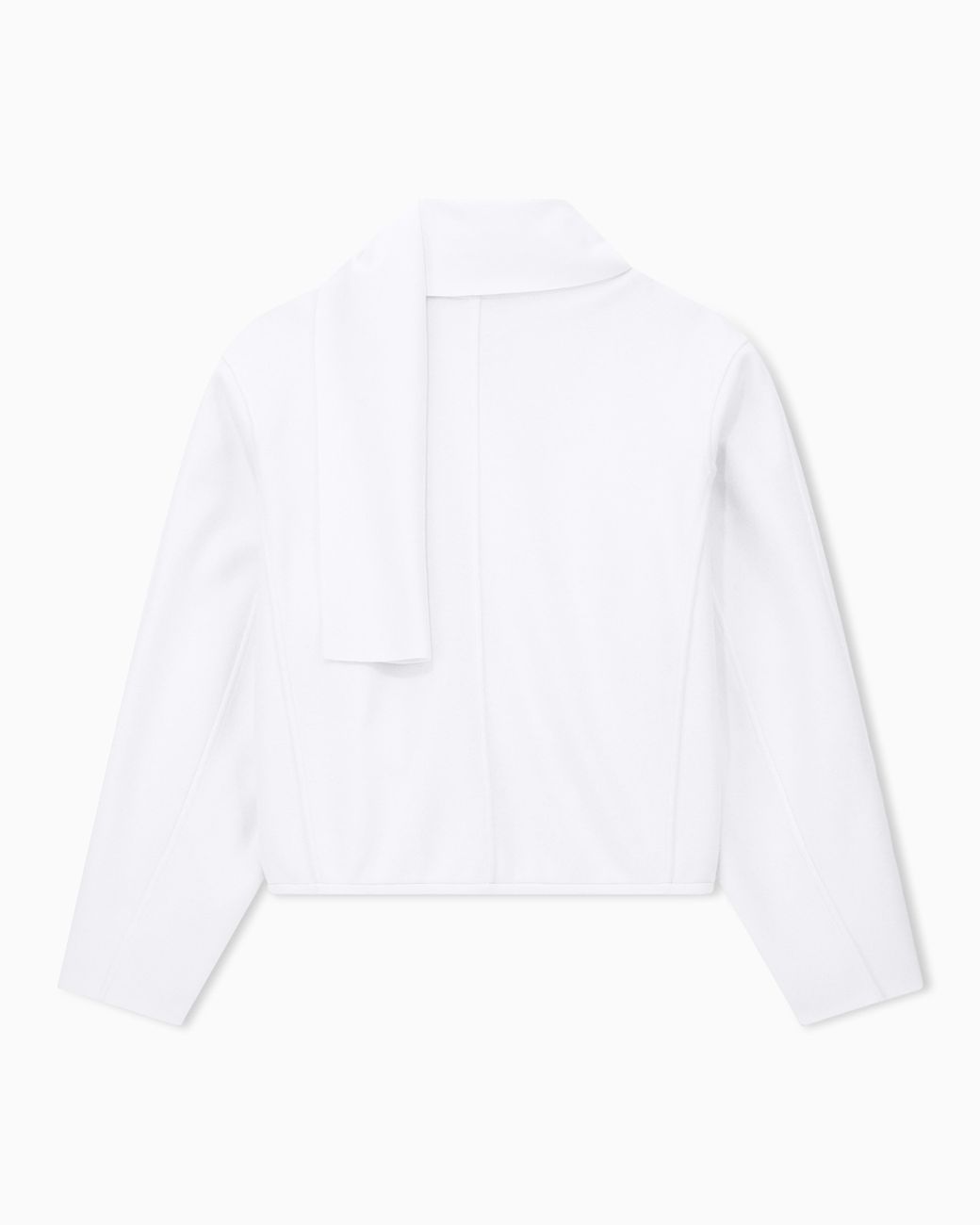 Giorgio Armani White Jumper Long-Sleeved Wool Sweater With Scarf Sewn Onto Neck