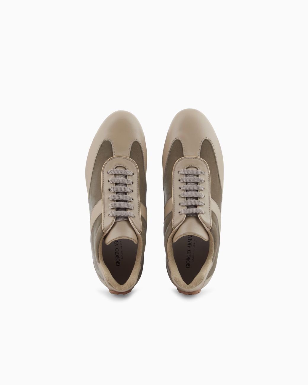 Giorgio Armani White Leather Velvet Sneaker With Laces