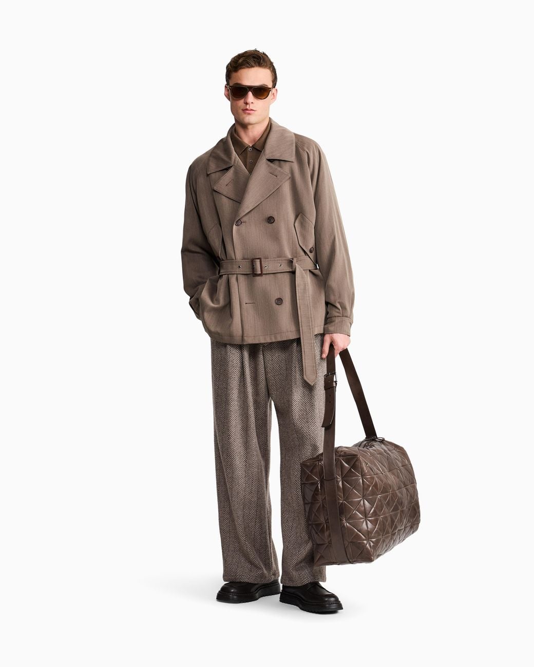 Giorgio Armani Brown Oversized-Fit Caban Coat for men