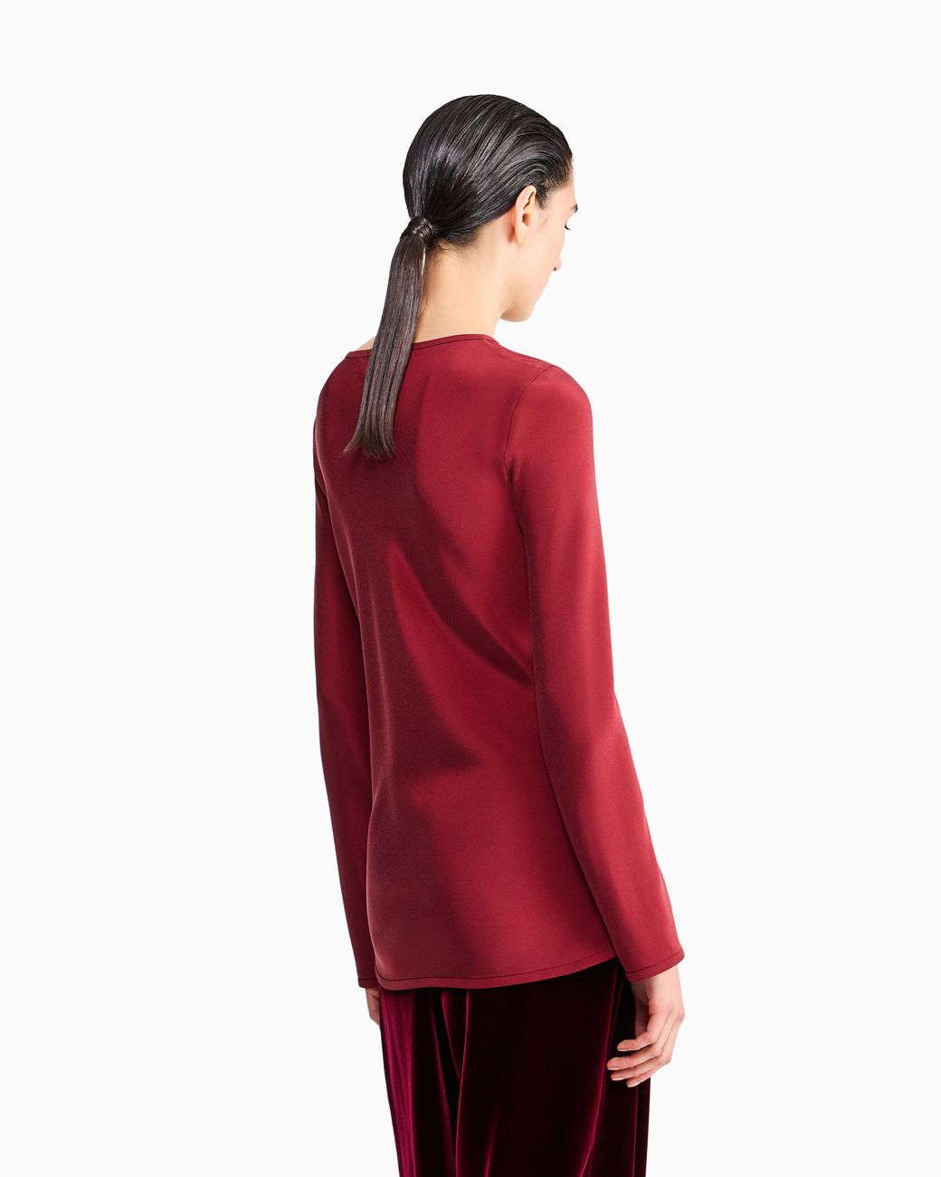 Giorgio Armani Red Slim-Fit Bias-Cut Blouse